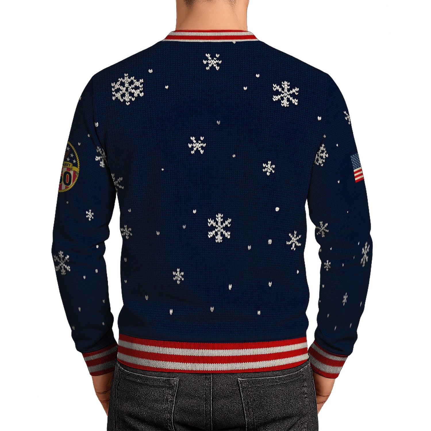 US Navy 250 Anchored In Christmas Spirit Christmas Ugly Sweater
