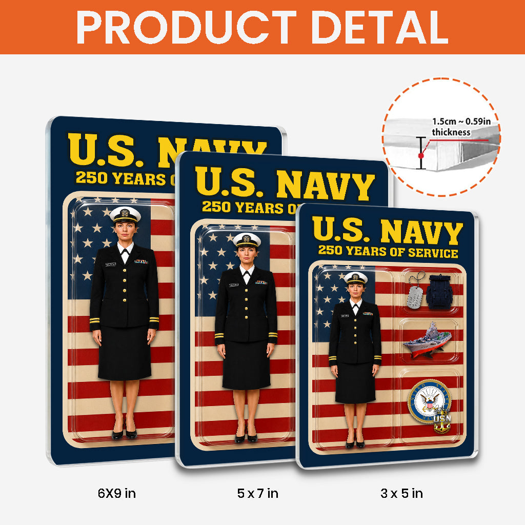 Personalized US Navy 250th Years Of Service Custom Figure Acrylic Block