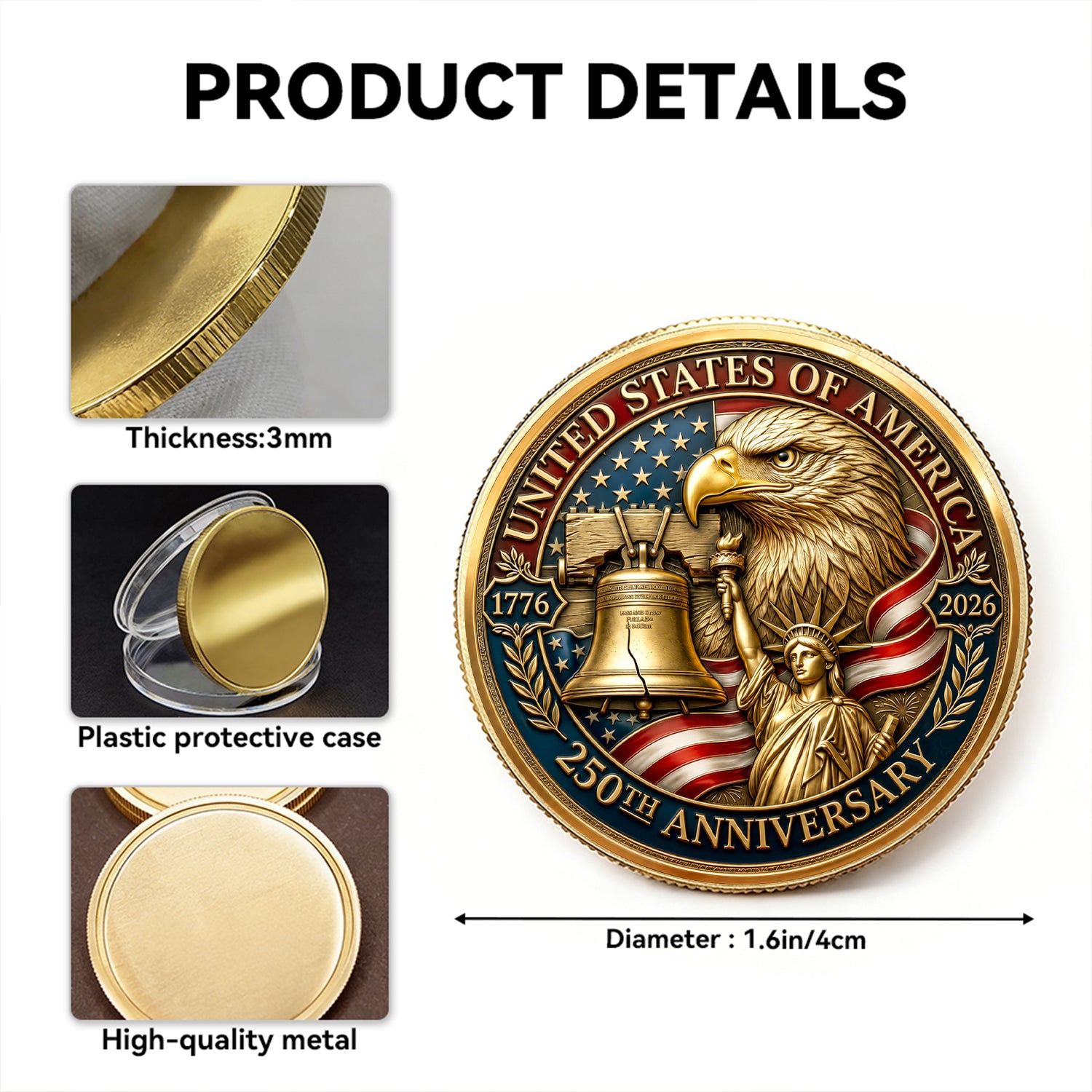 Personalized U.S. Navy Anchor Coin America 250 Anniversary Gift