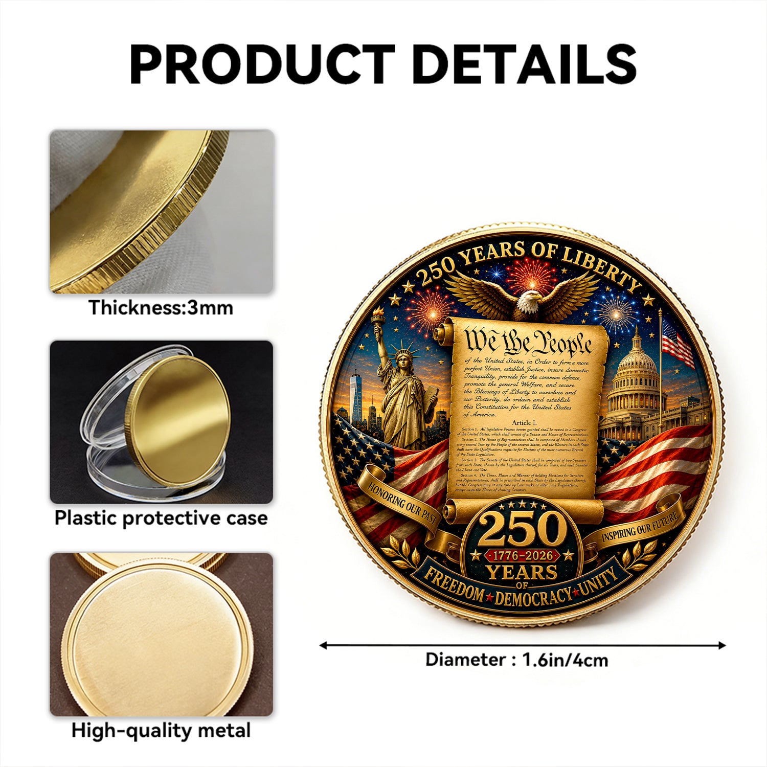 250th Anniversary America Challenge Coin 1776-2026