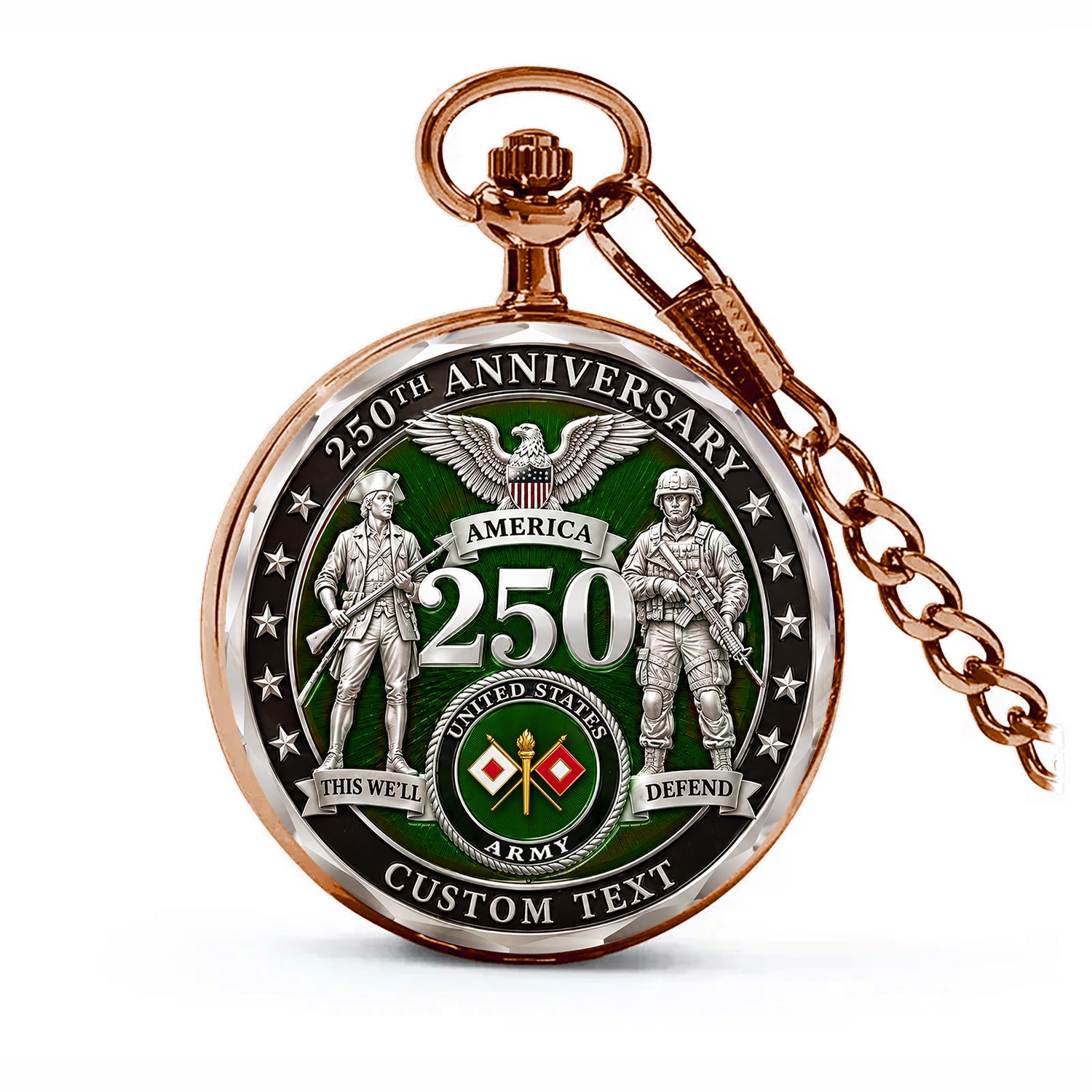 Personalized US Army Pocket Watch 250 Years Custom Text Military Gift