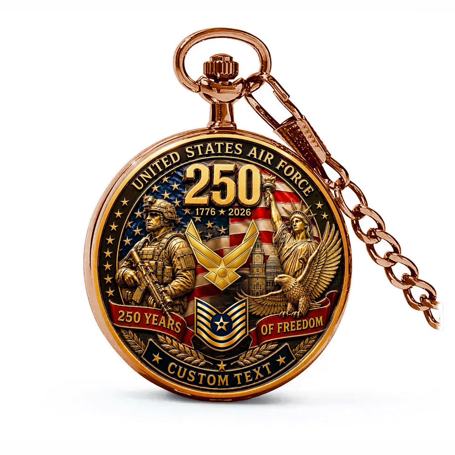 Air Force Veteran Custom Name Pocket Watch Anniversary Gift