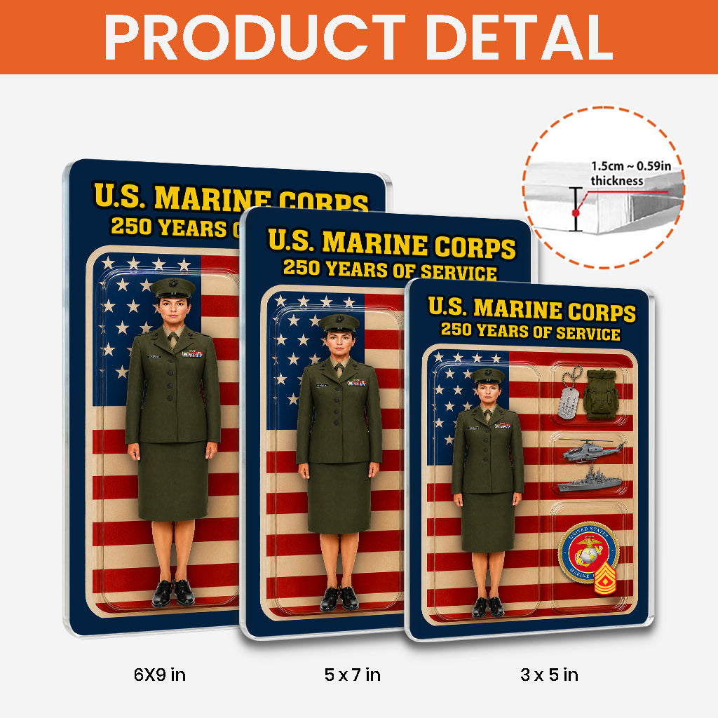 Personalized MARlNE 250th Years Of Service Custom Figure Acrylic Block