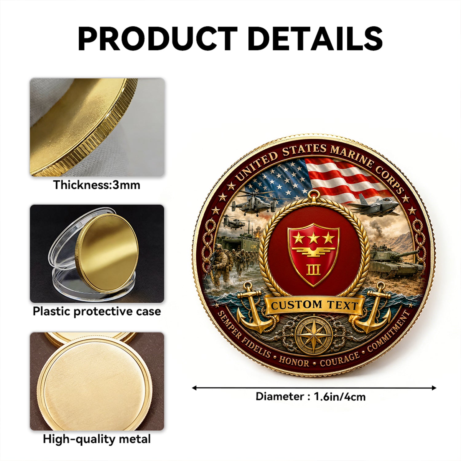 Personalized U.S. MARlNES 250th Anniversary Challenge Coin