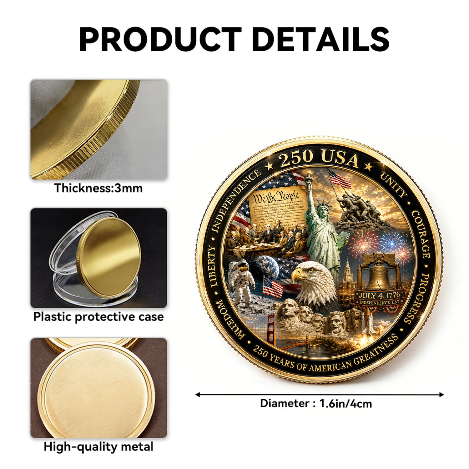 250 USA Years Of American Greatness Challenge Coin