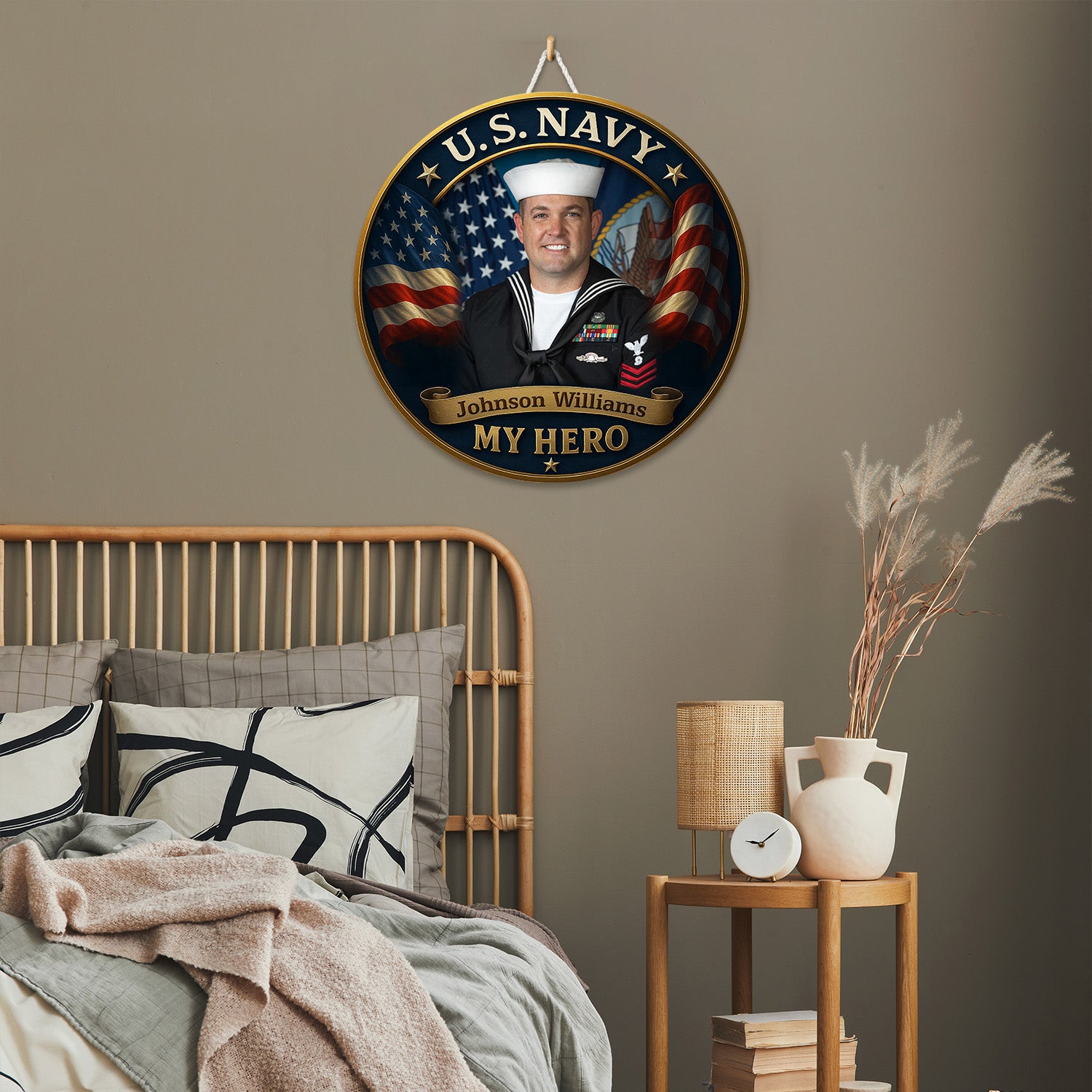 Personalized U.S. Navy Portrait Wooden Sign