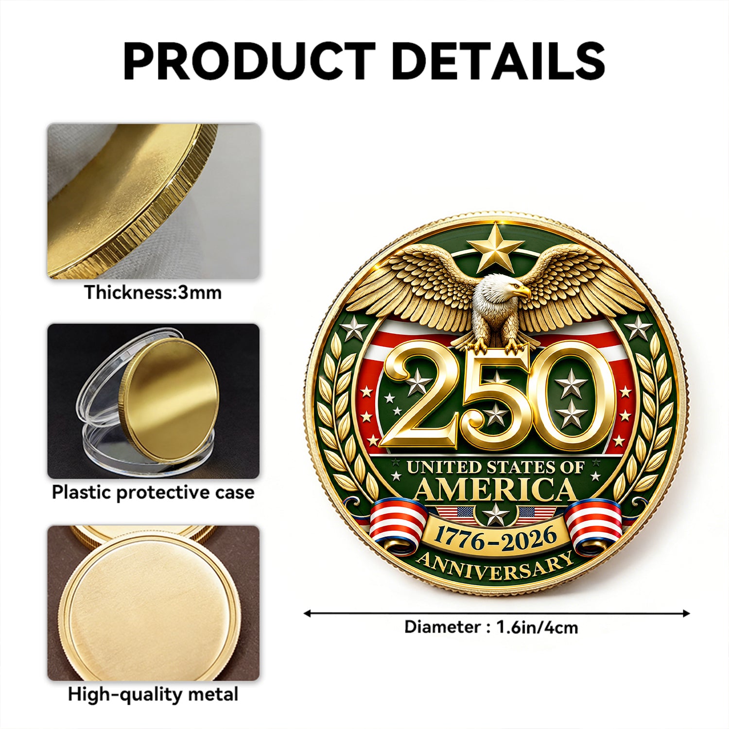 Custom U.S. Army 250th Anniversary Challenge Coin Gift