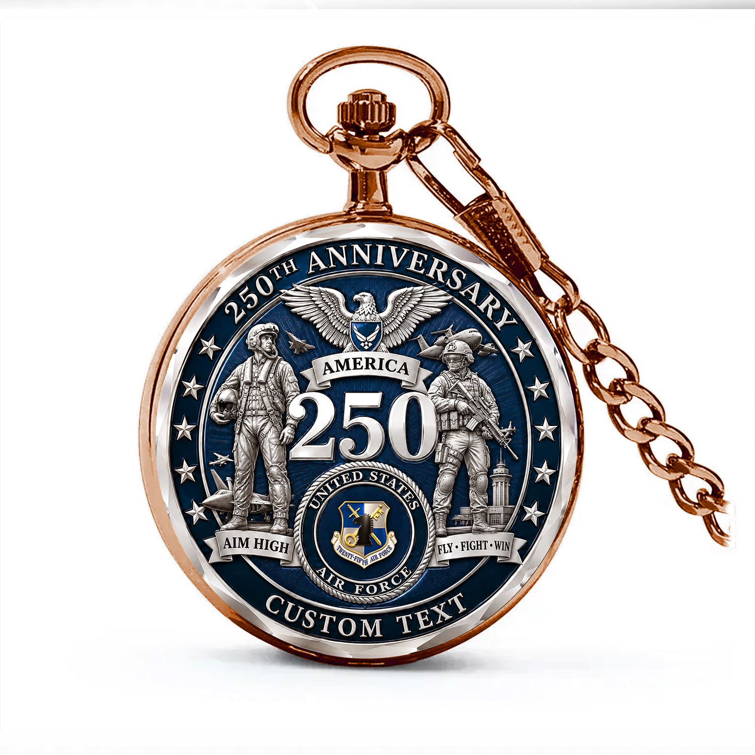 Personalized US Air Force Pocket Watch 250 Years of Service Gift