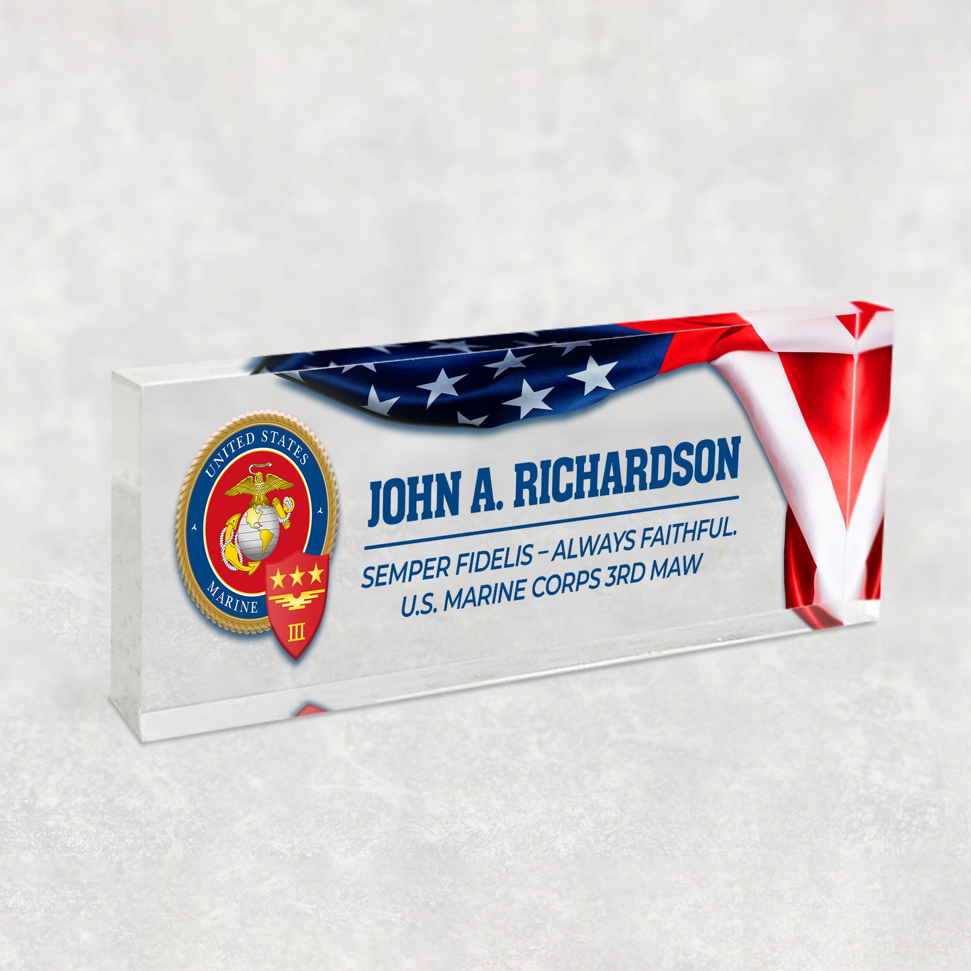 Personalized USMC Acrylic Desk Plaque – Service Recognition Gift