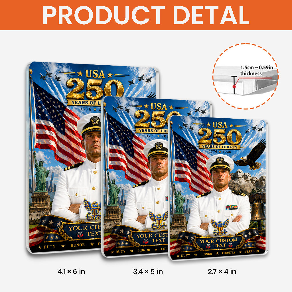 USA 250 Years Of Liberty Custom US Navy Service Dress White Figure Acrylic Block
