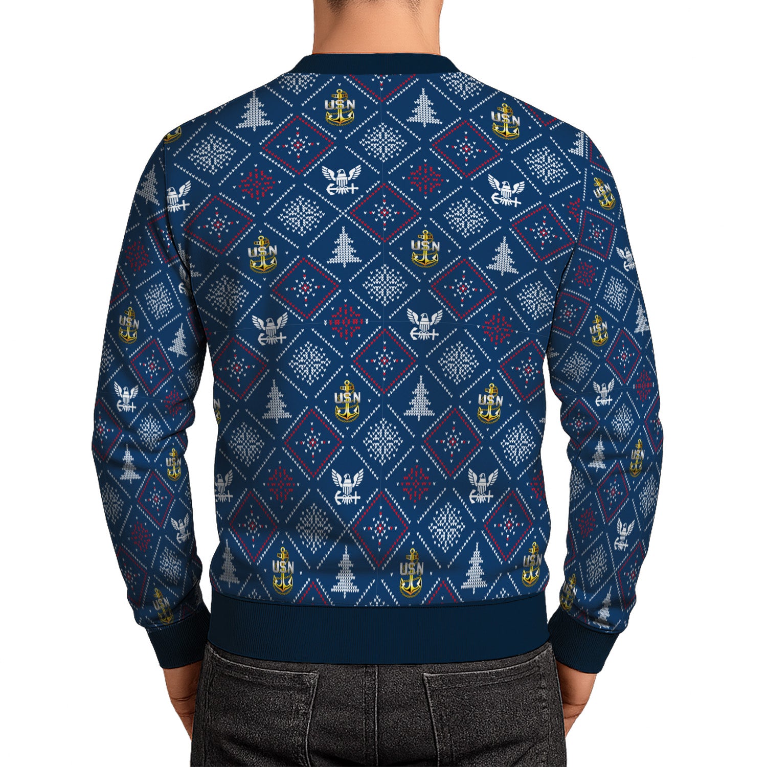 Custom Ranks US Navy Ugly Christmas Sweater for Women Men TUST03