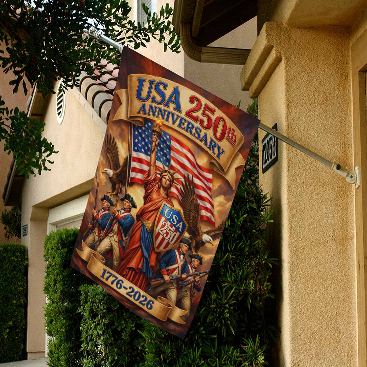 USA 250th Anniversary Patriotic House Flag Liberty Eagle 1776-2026
