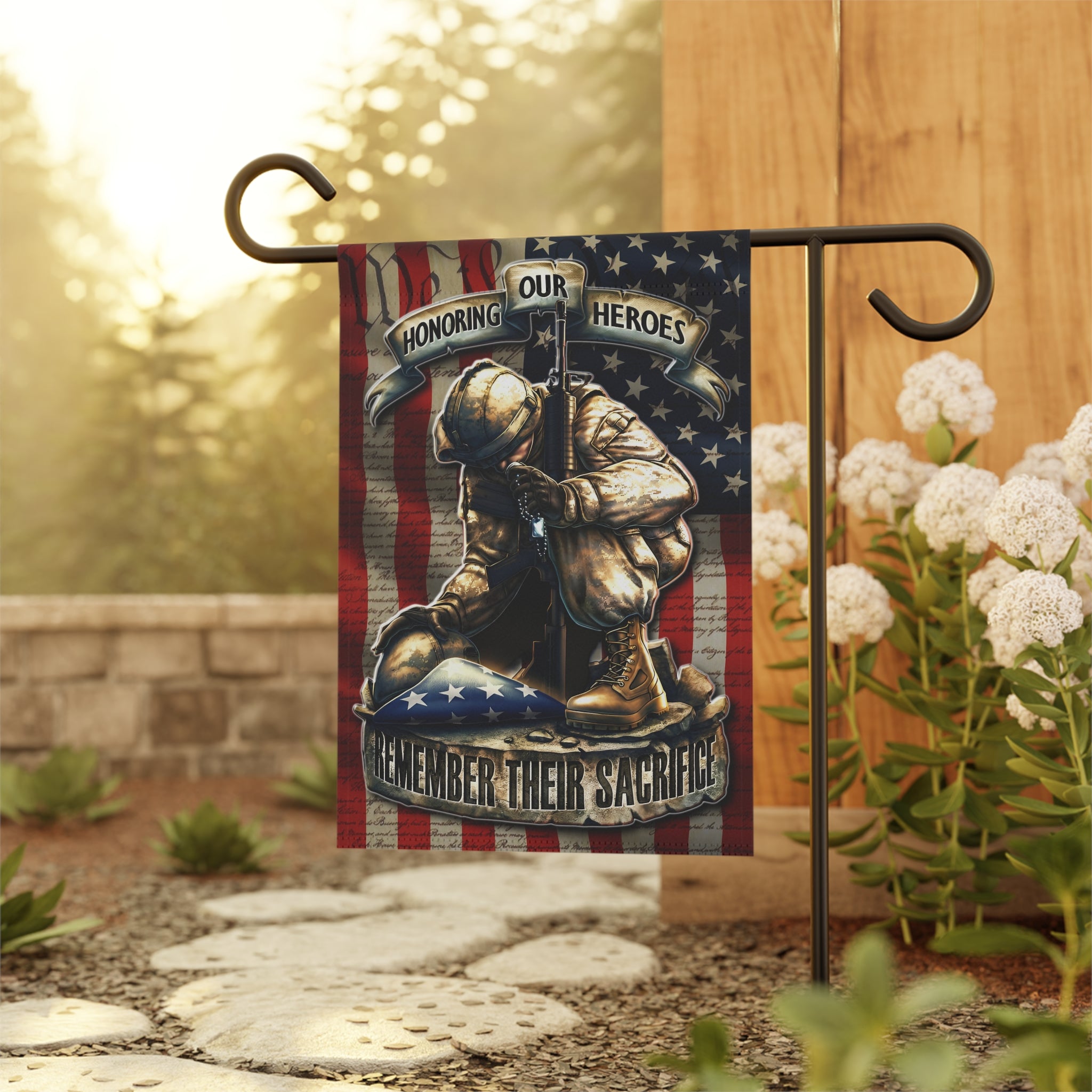 Remember Their Sacrifice Garden Banner - Patriotic Outdoor Decor, Celebrate Service & Sacrifice