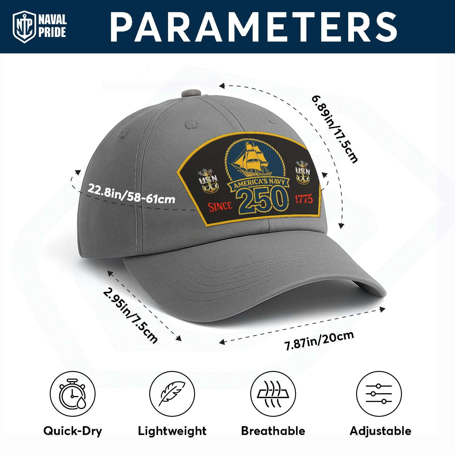 Custom Ranks US Navy Premium Washed Denim Cap DC015