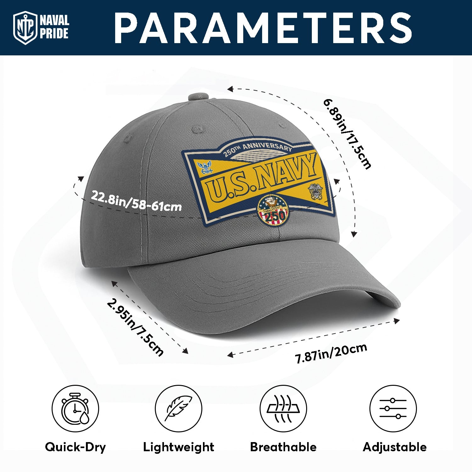 Custom Ranks US Navy Premium Washed Denim Cap DC016