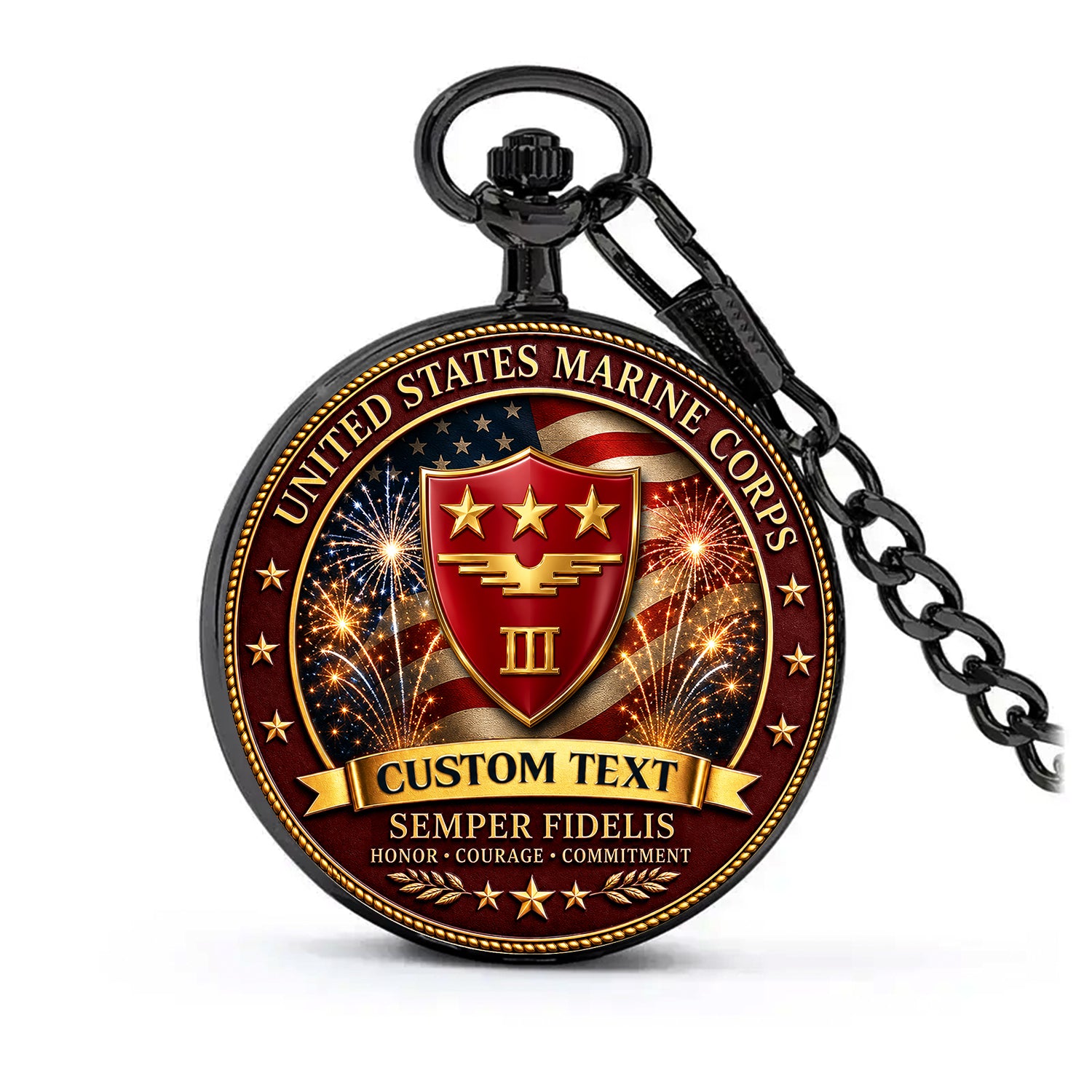 USMC Semper Fi Pocket Watch Custom Rank Name Gift