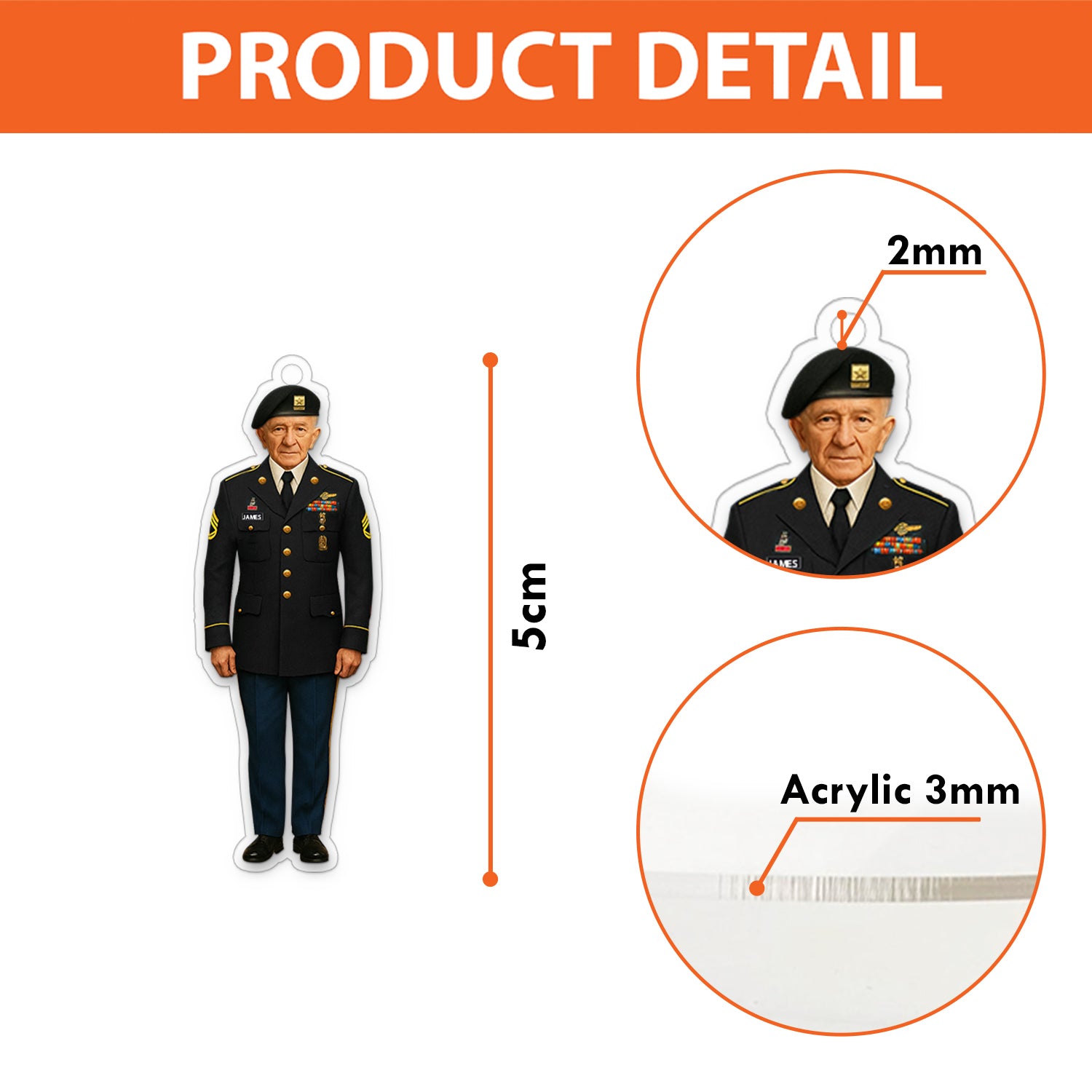 Personalized US Army Custom Figure Acrylic Keychain
