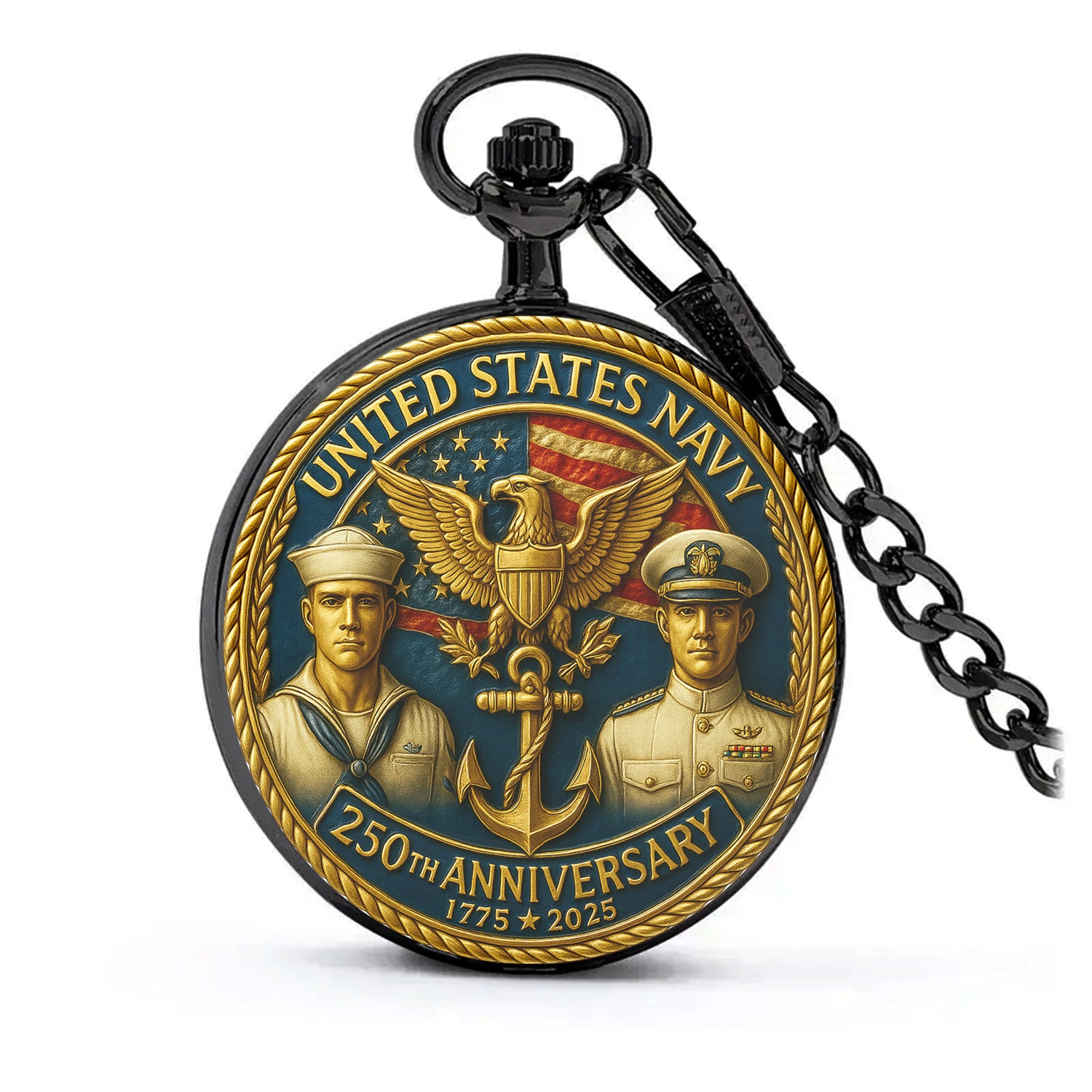 USMC 250th Anniversary Custom Text Pocket Watch Gift