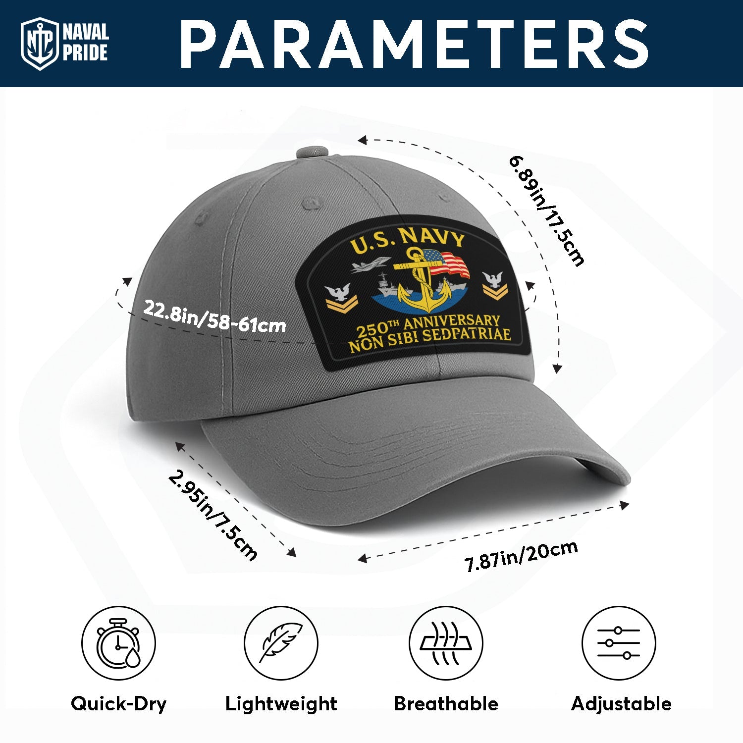 Custom Ranks US Navy Premium Washed Denim Cap DC010