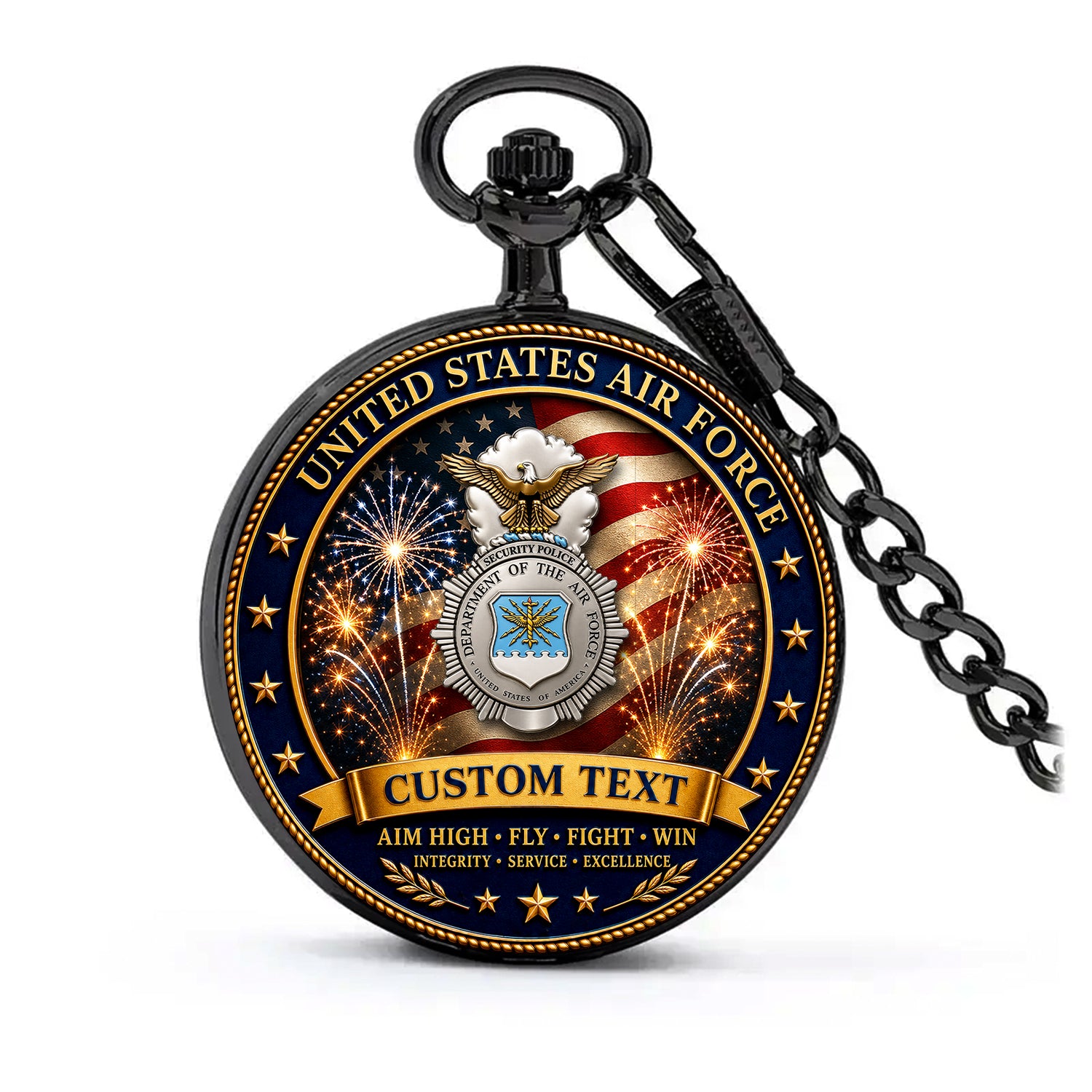 Personalized US Air Force Pocket Watch Veteran Memorial Gift