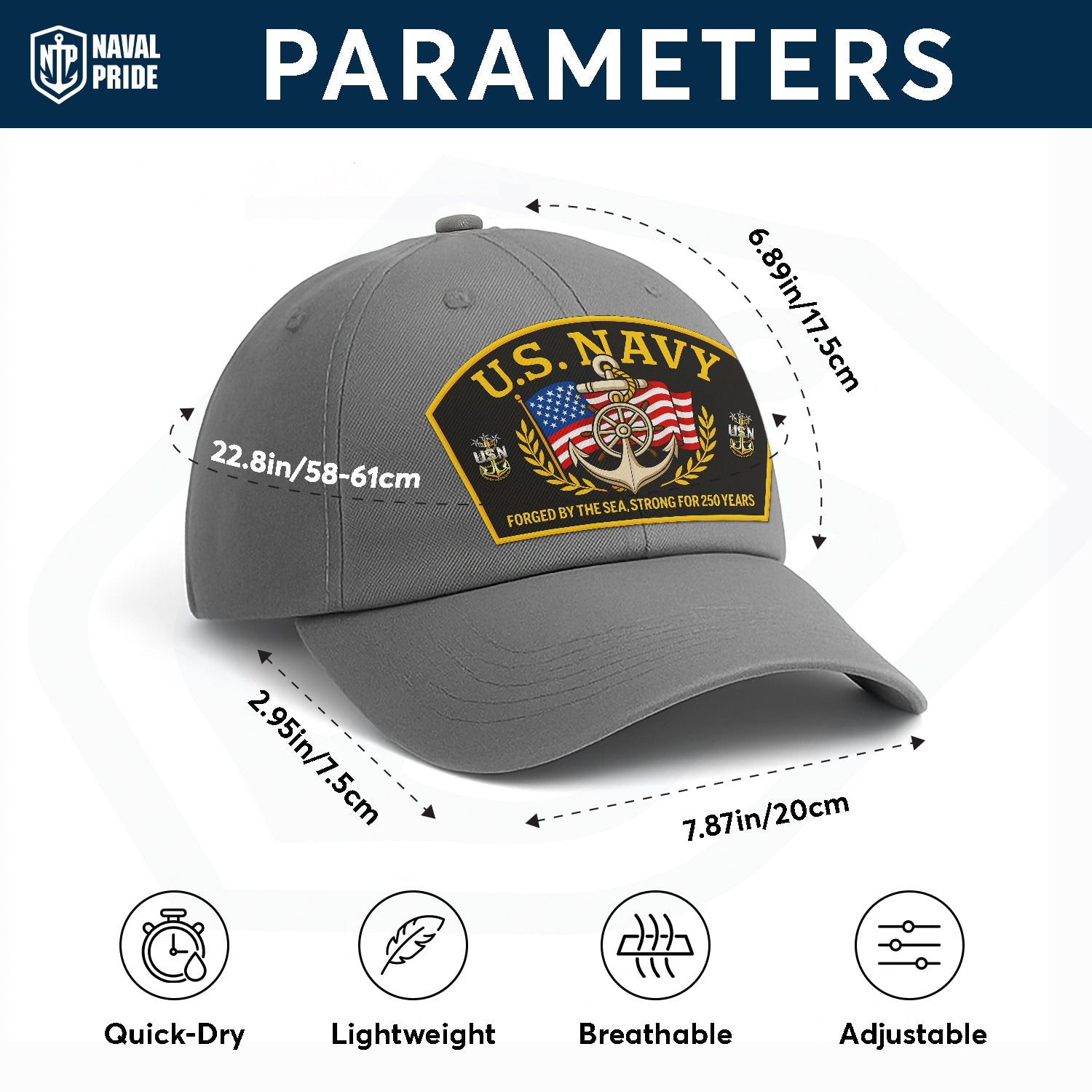 Custom Ranks US Navy Premium Washed Denim Cap DC013