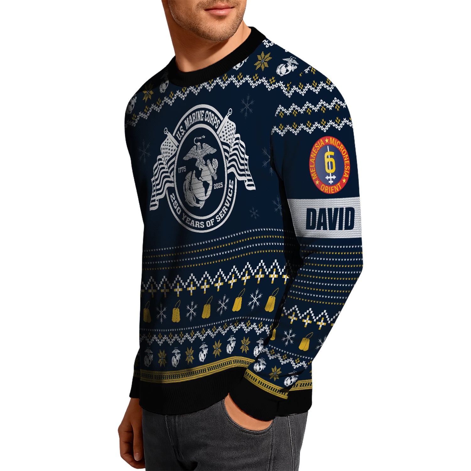 Custom Ranks And Text USMC Ugly Christmas Sweater for Women Men JUST04