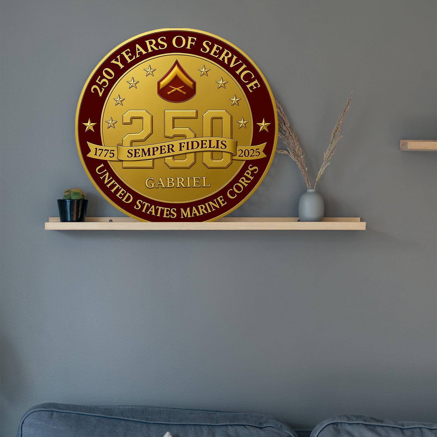 MARlNE 250 Years of Service Wooden Sign