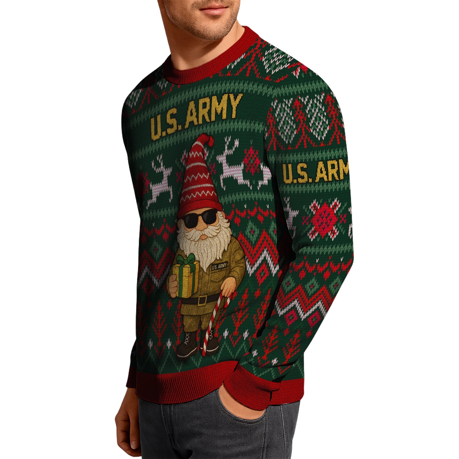 US Army Santa Cloud Ugly Christmas Sweater