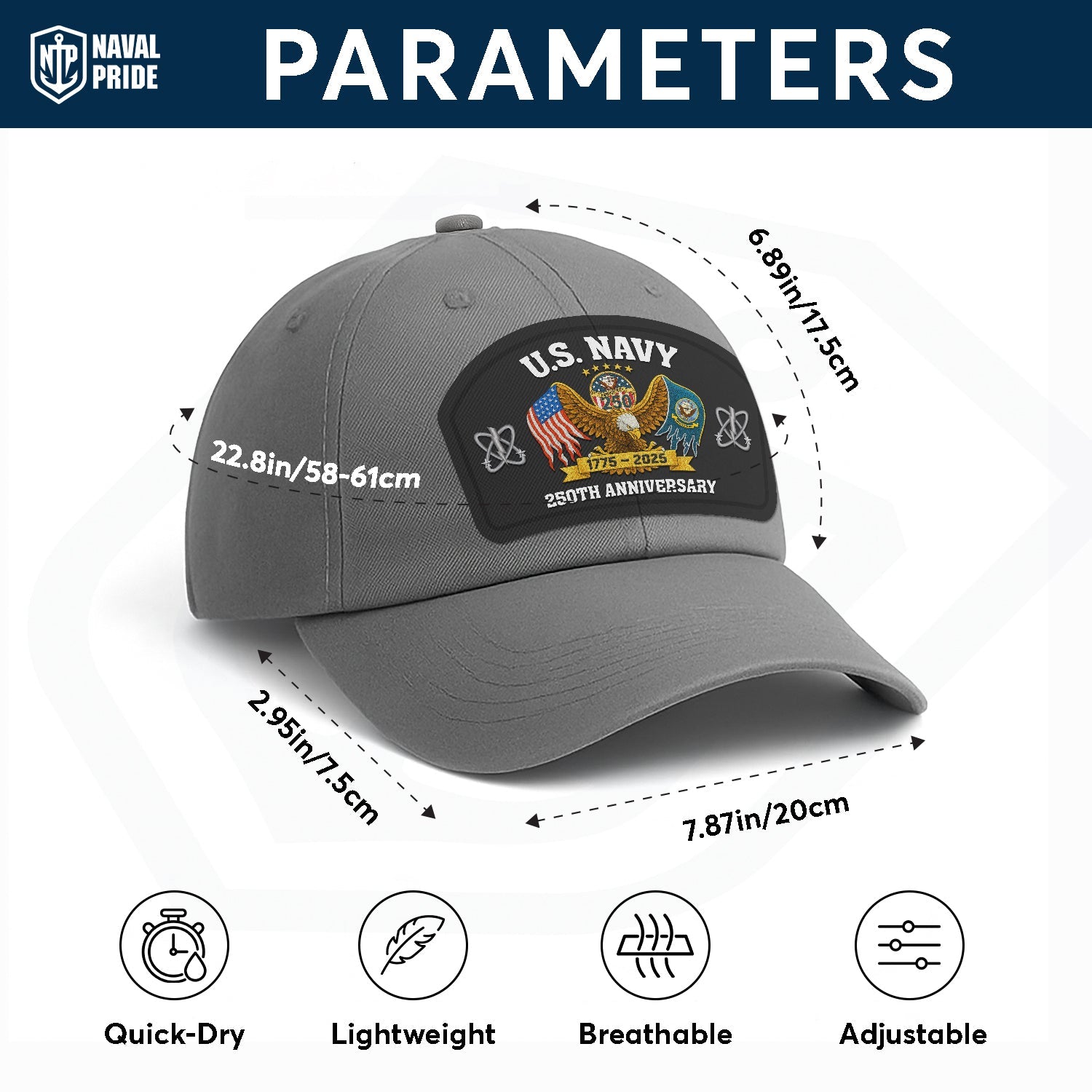 Custom Ranks US Navy Premium Washed Denim Cap DC009