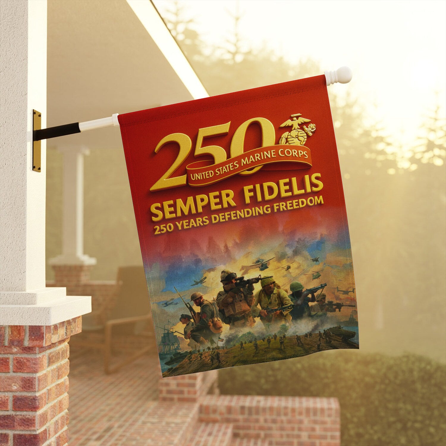 MARlNE Semper Fields 250 Years Defending Freedom House Flag 28" x 40" Twin-Side Printing