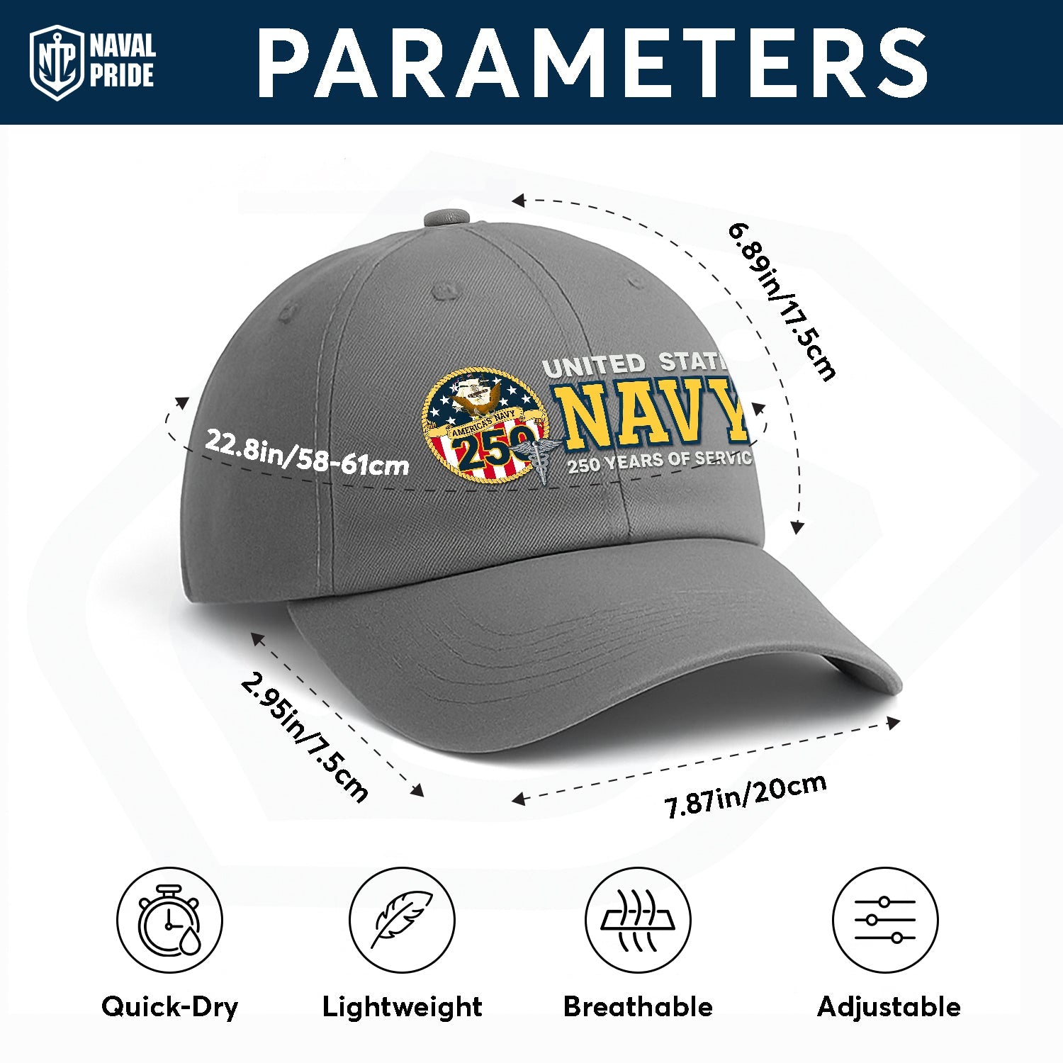 Custom Ranks US Navy Premium Washed Denim Cap DC011