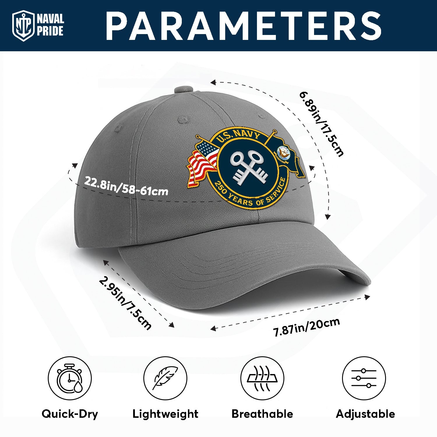 Custom Ranks US Navy Premium Washed Denim Cap DC012