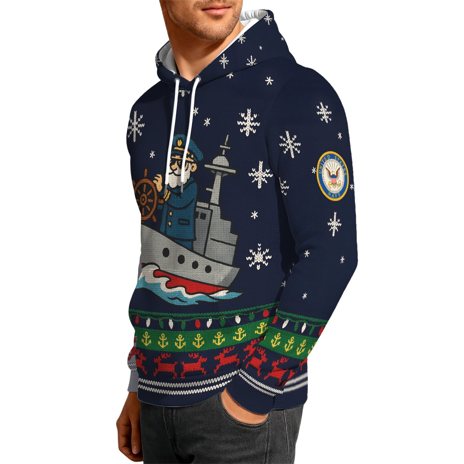 US Navy Christmas Hoodie 3D All Over Print
