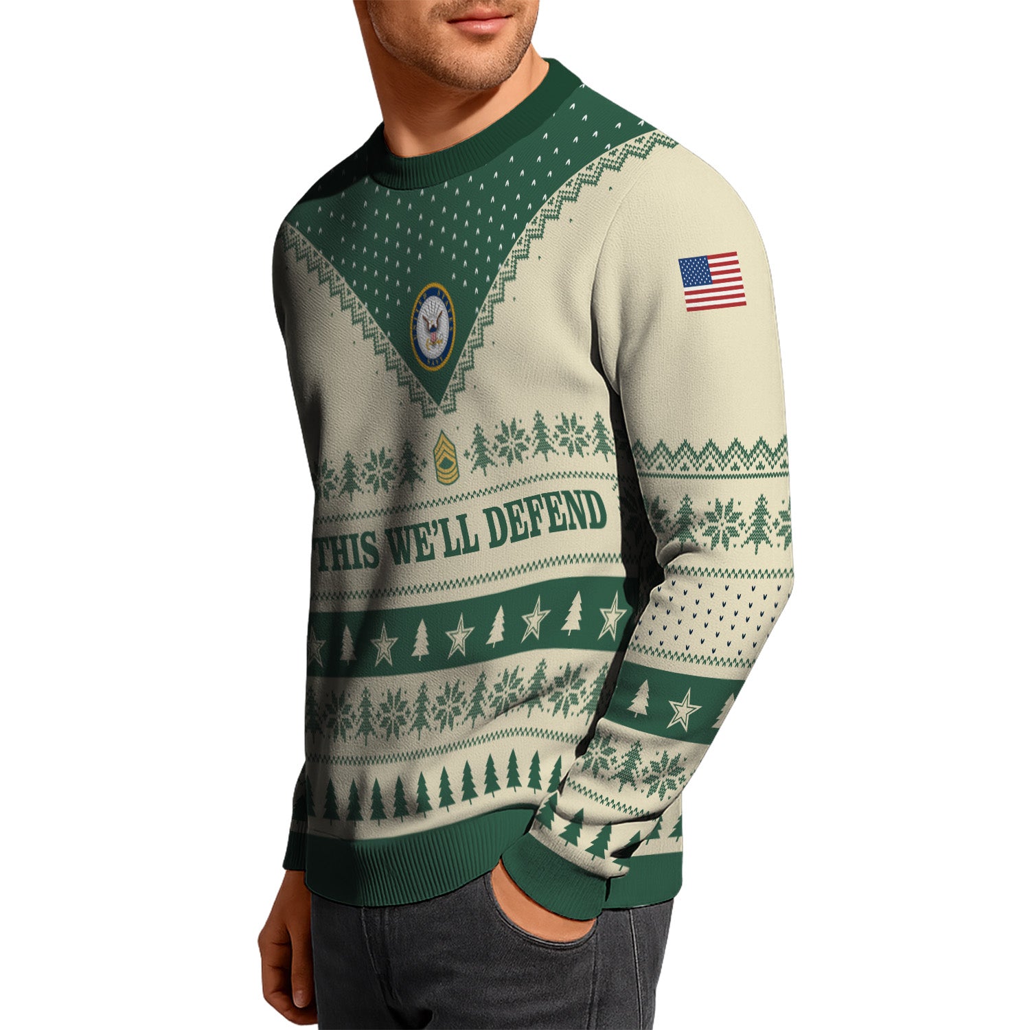 Custom Ranks US Army Ugly Christmas Sweater for Women Men TUST05