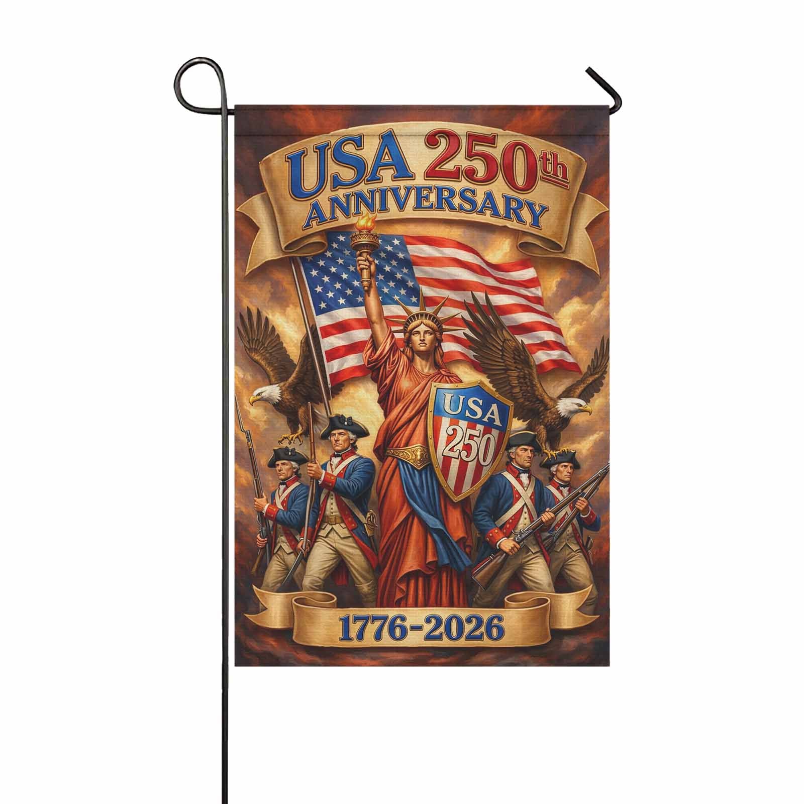 USA 250th Anniversary Patriotic Garden Flag Liberty Eagle 1776-2026