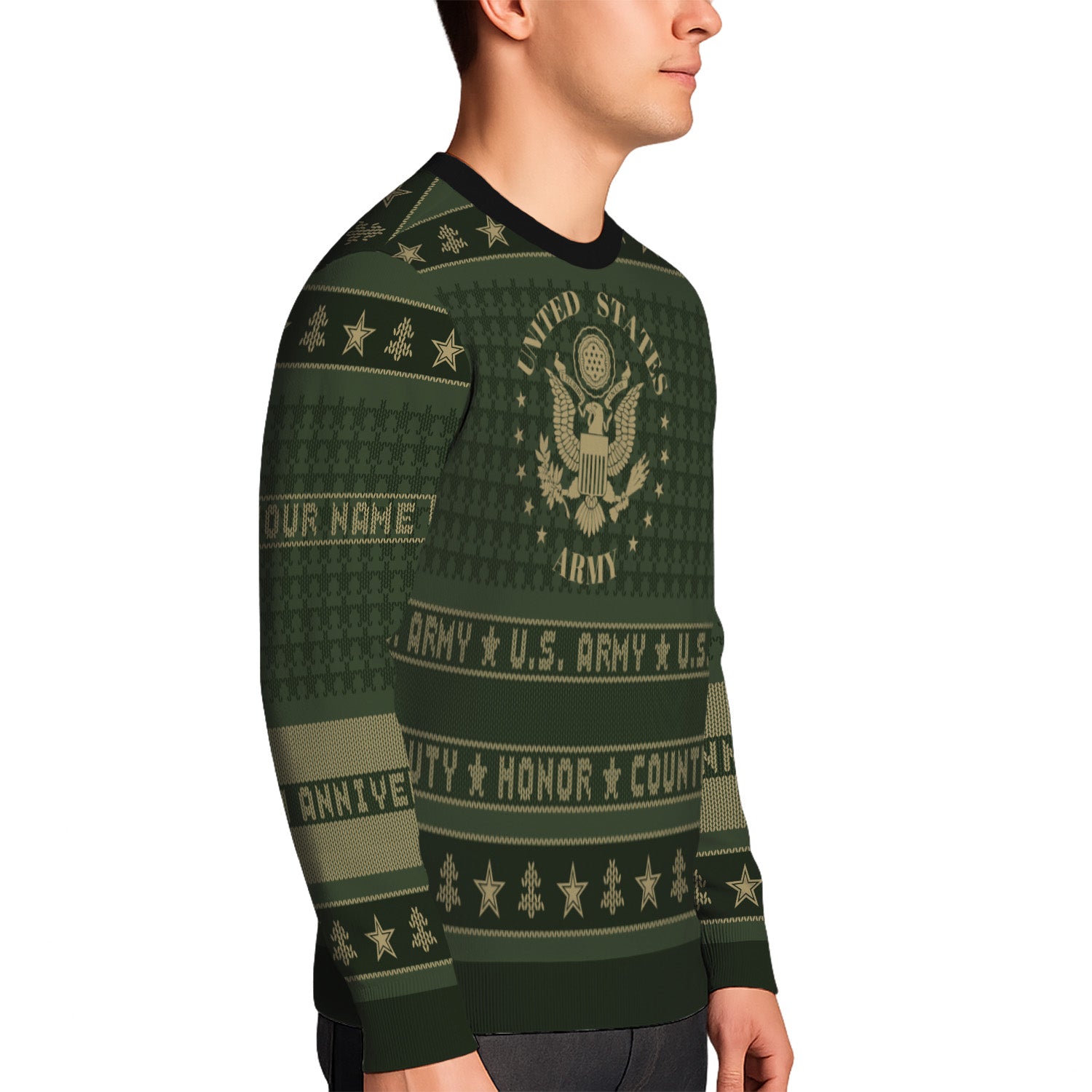 Personalized US Army Ugly Christmas Sweater TUST06