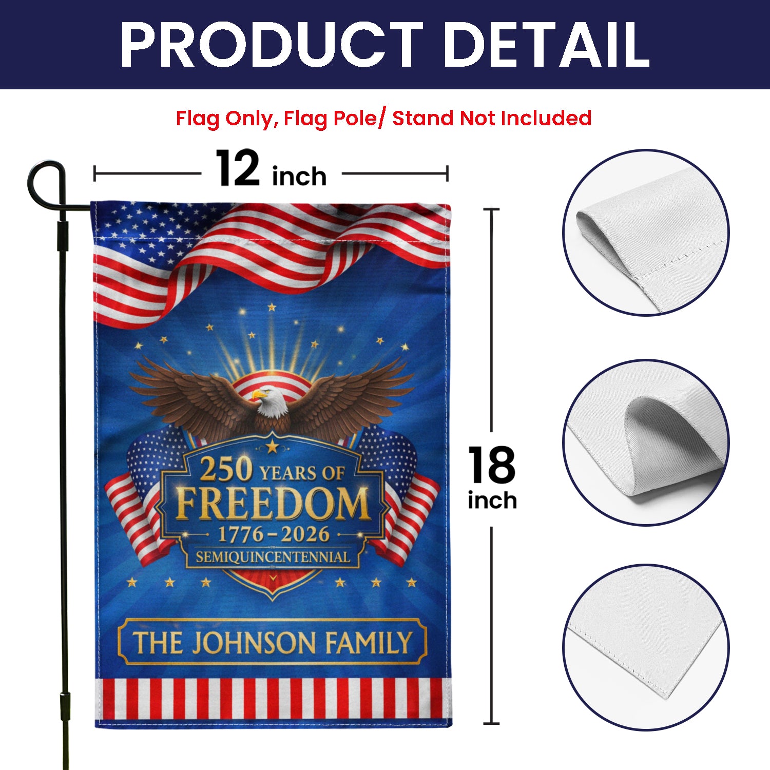 Personalized USA 250 Garden Flag Eagle Freedom 1776-2026