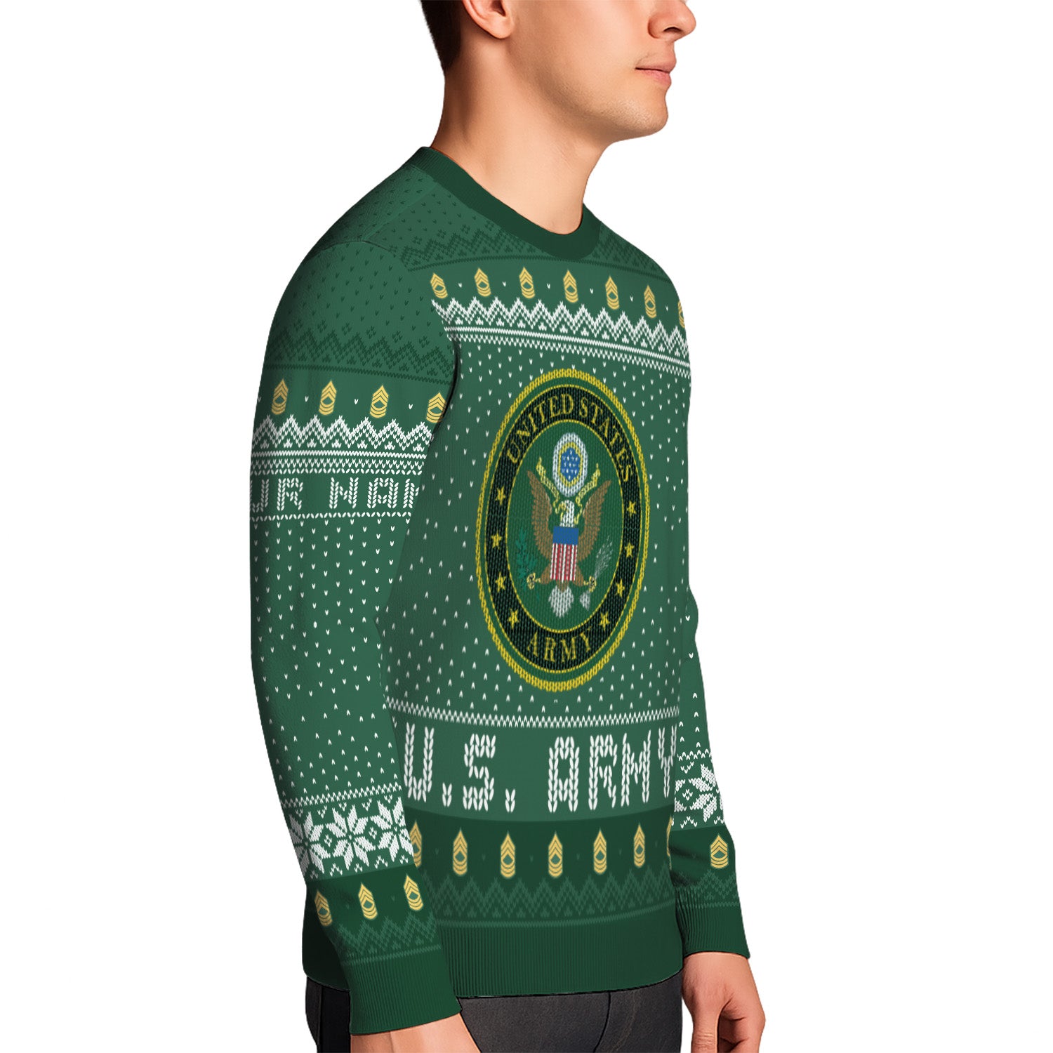 Custom Ranks And Text US Army Ugly Christmas Sweater for Women Men TUST04