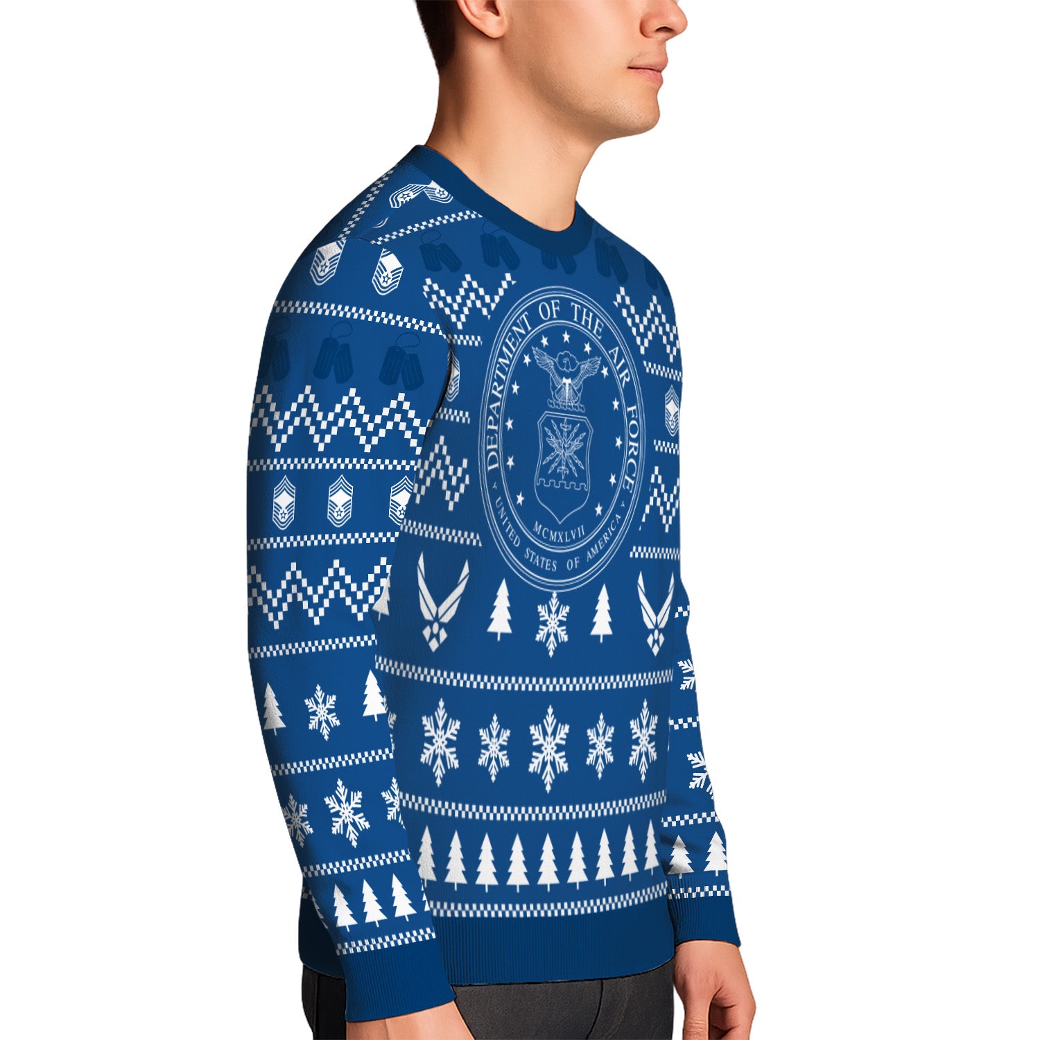 Custom Ranks US Air Force Ugly Christmas Sweater for Women Men TUST01