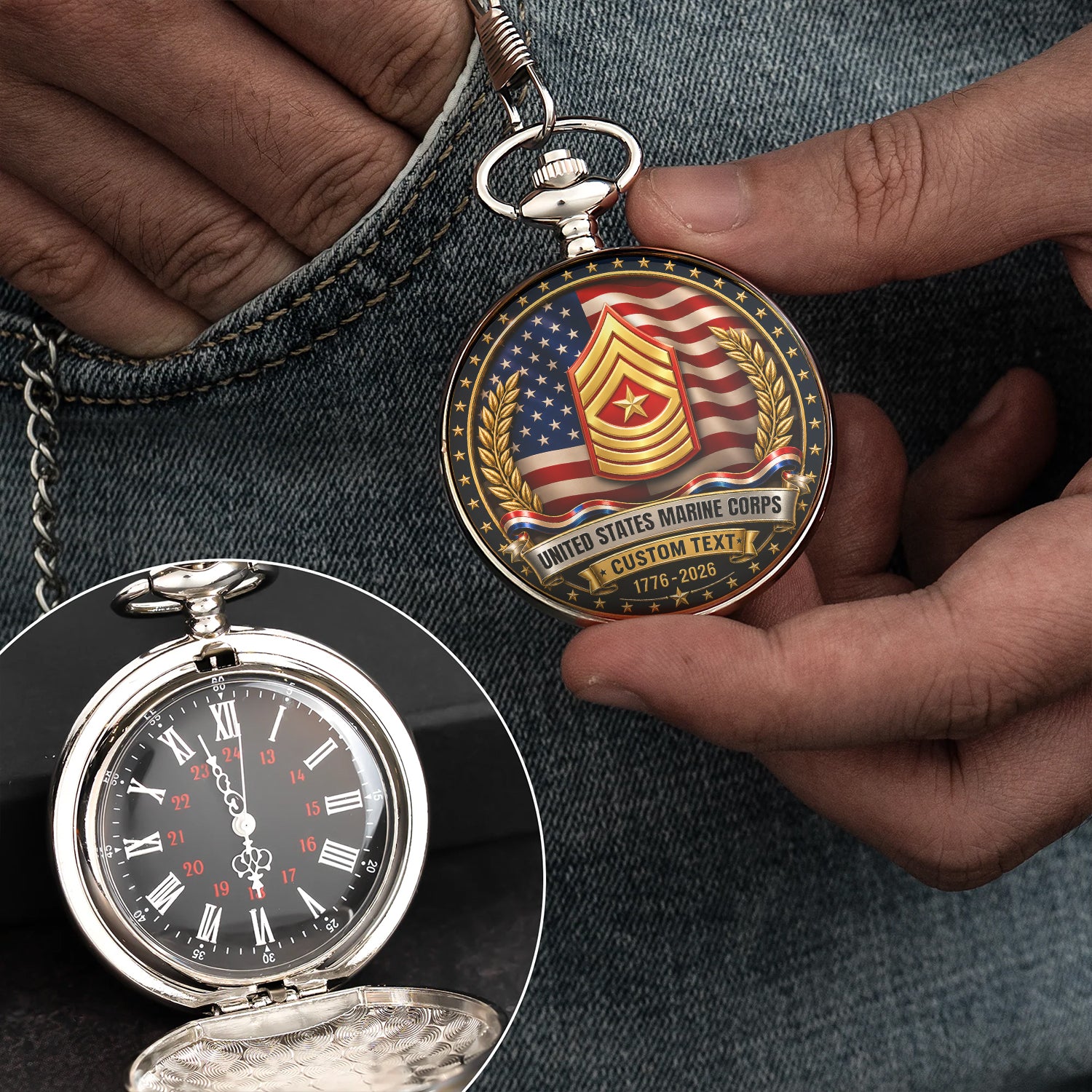 USMC 250 Years Service Pocket Watch Gift