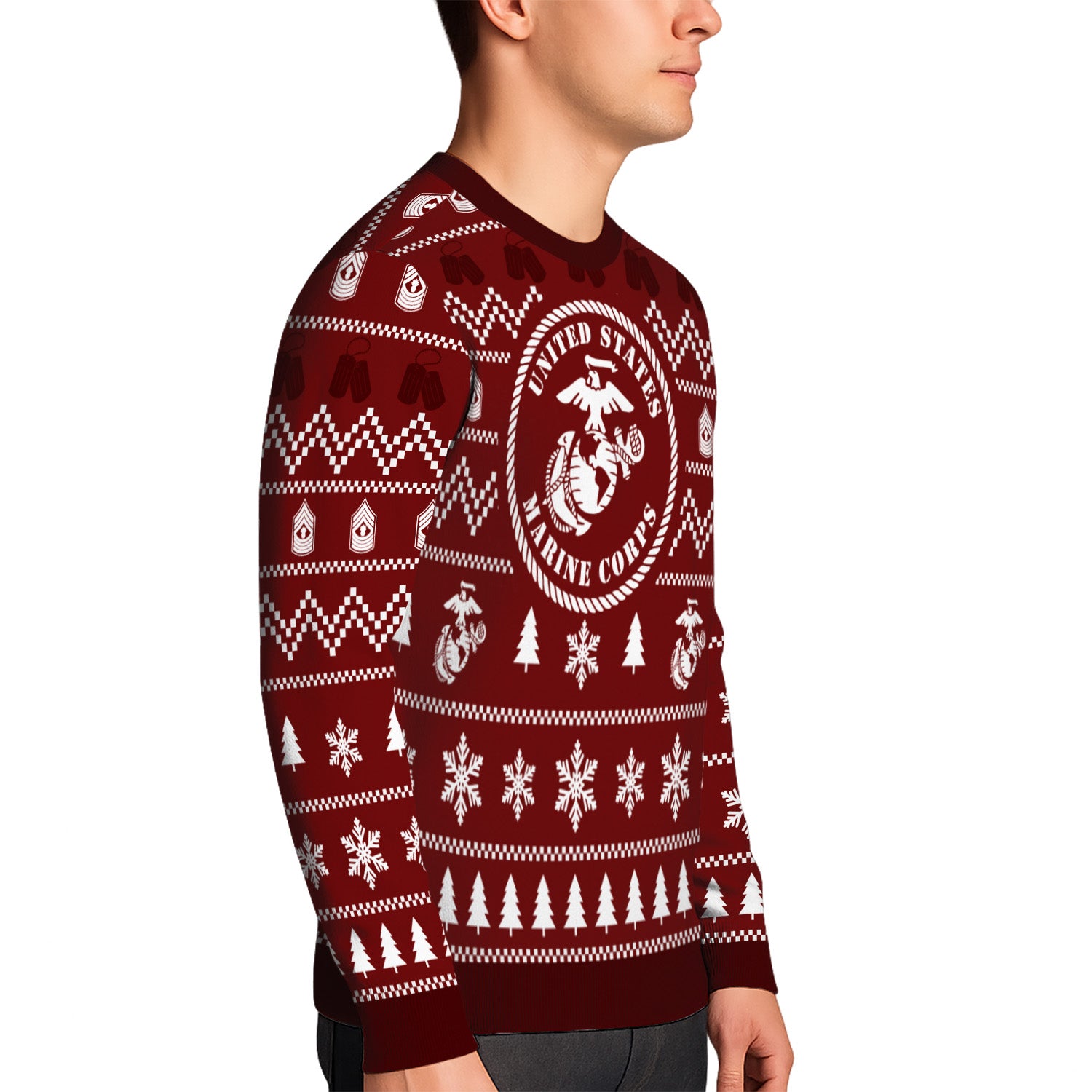 Custom Ranks USMC Ugly Christmas Sweater for Women Men TUST01