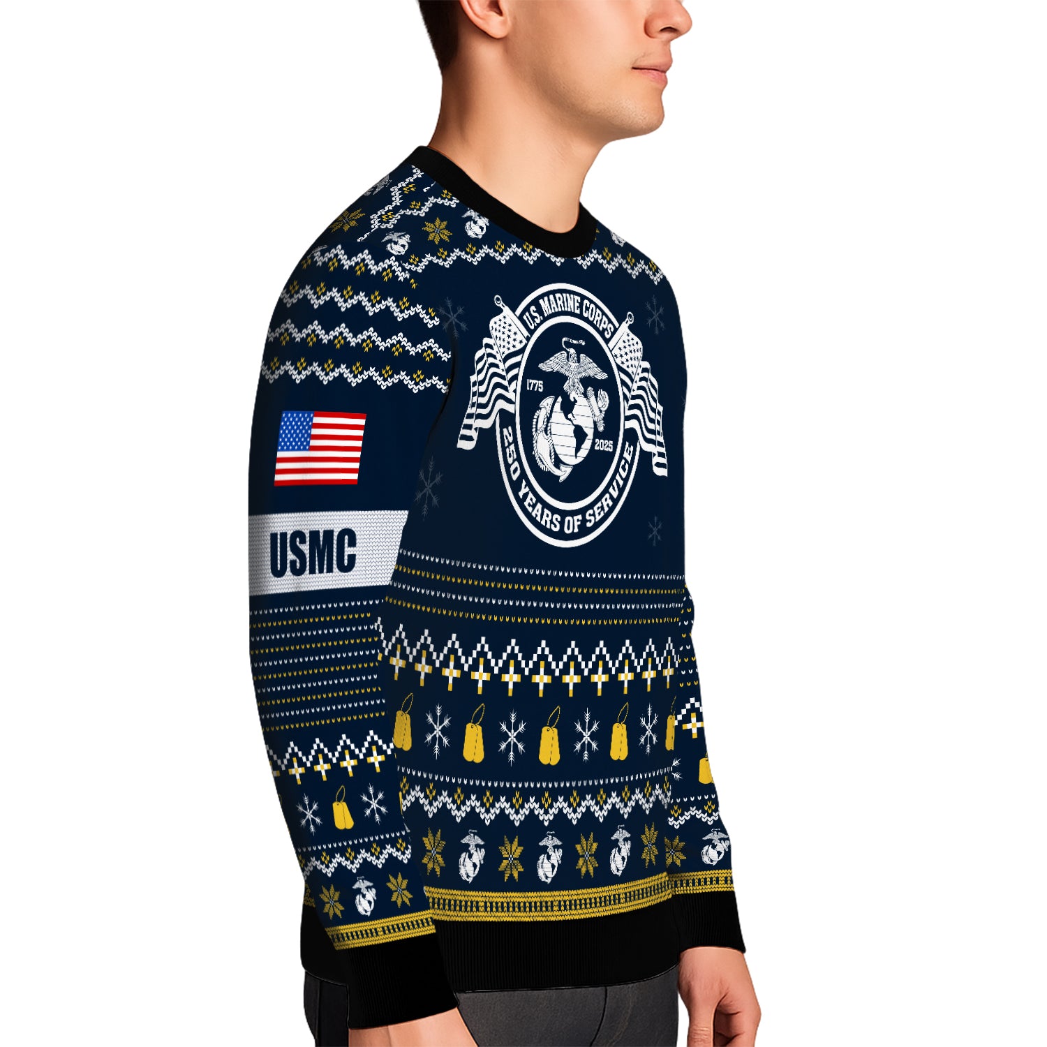 Custom Ranks And Text USMC Ugly Christmas Sweater for Women Men JUST04