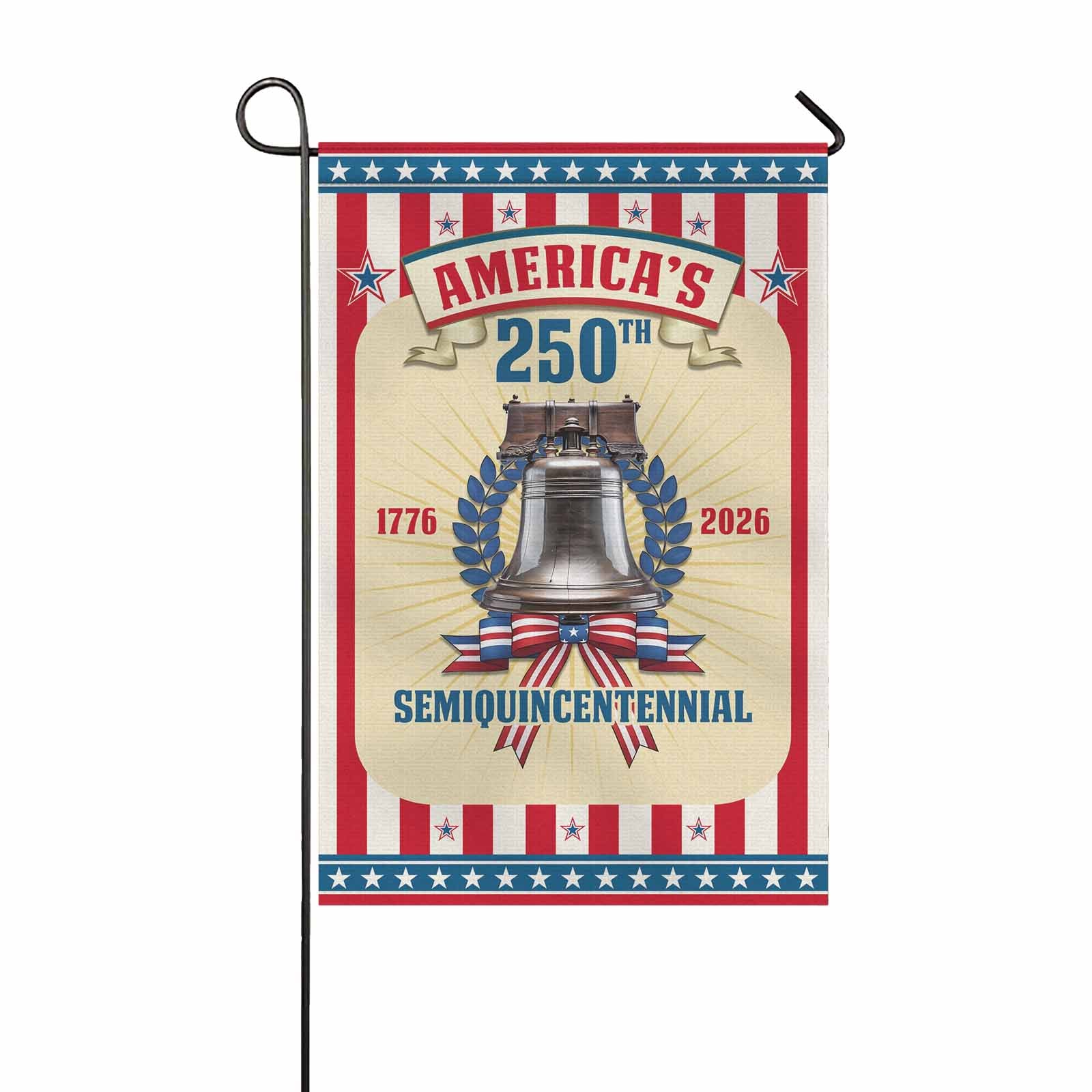 America 250th Semiquincentennial Garden Flag Liberty Bell Patriotic USA 1776-2026 Independence Decor
