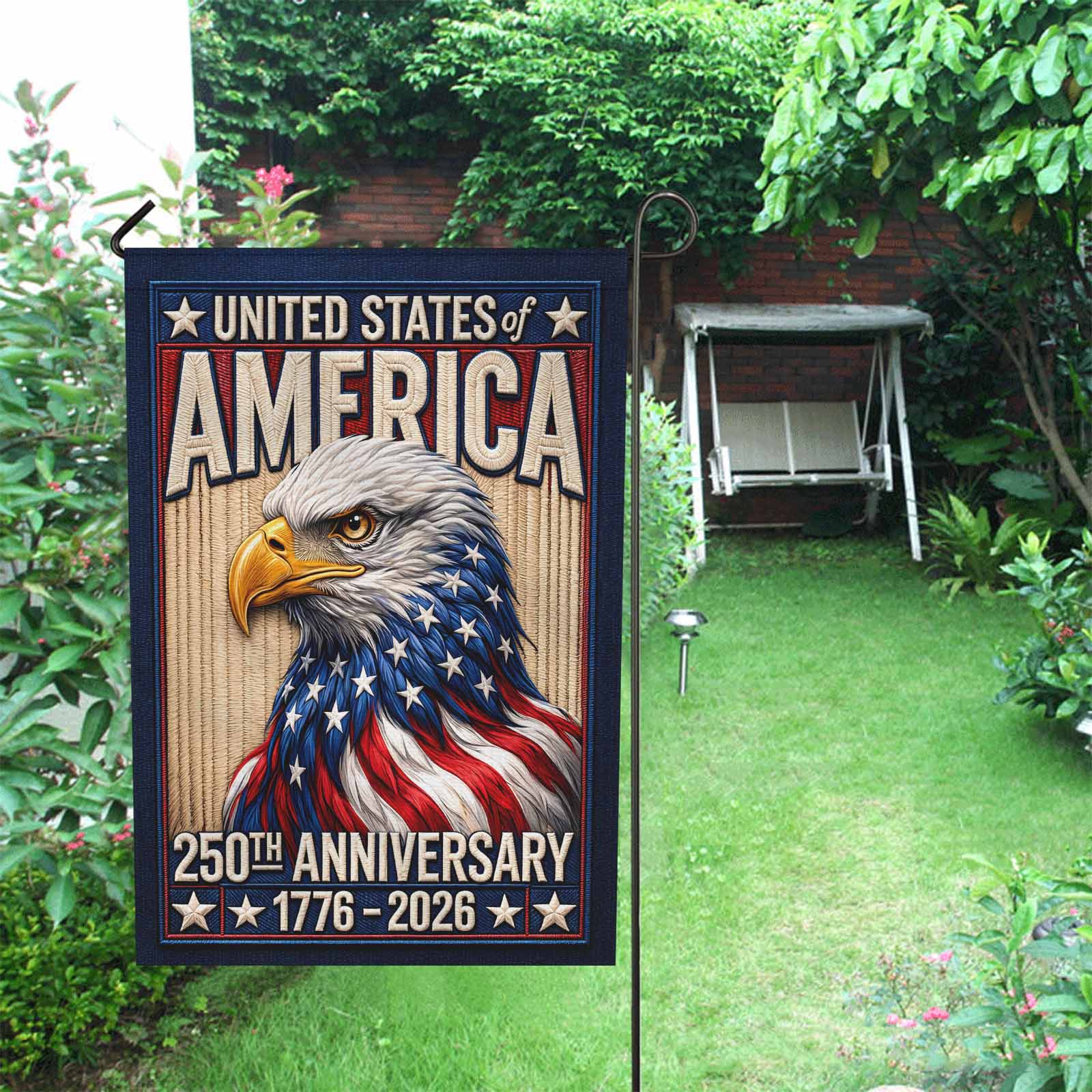 USA 250th Anniversary Patriotic Garden Flag American Eagle Flag Decor