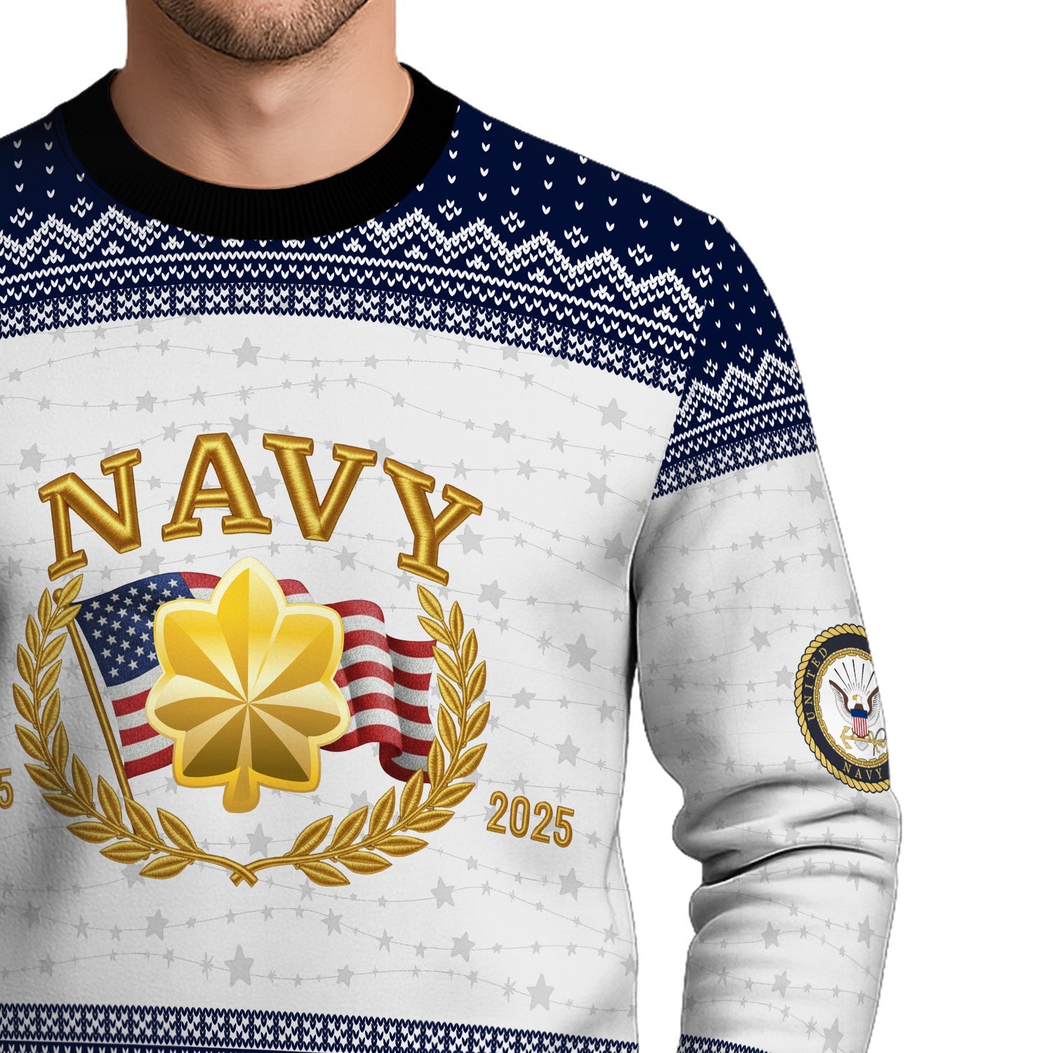 Personalized US Navy Christmas Ugly Sweater TUST10
