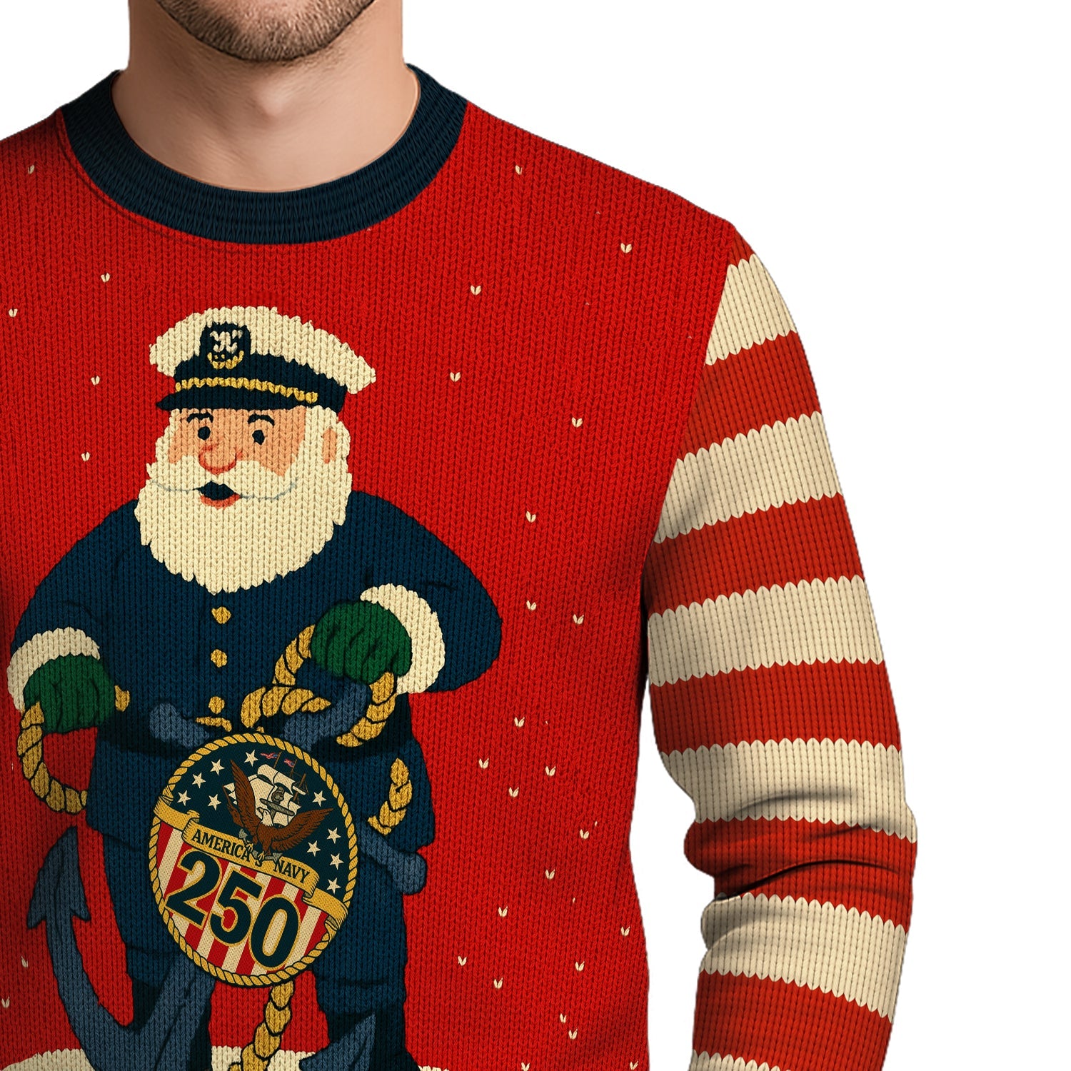 Honoring US Navy 250 Christmas Ugly Sweater