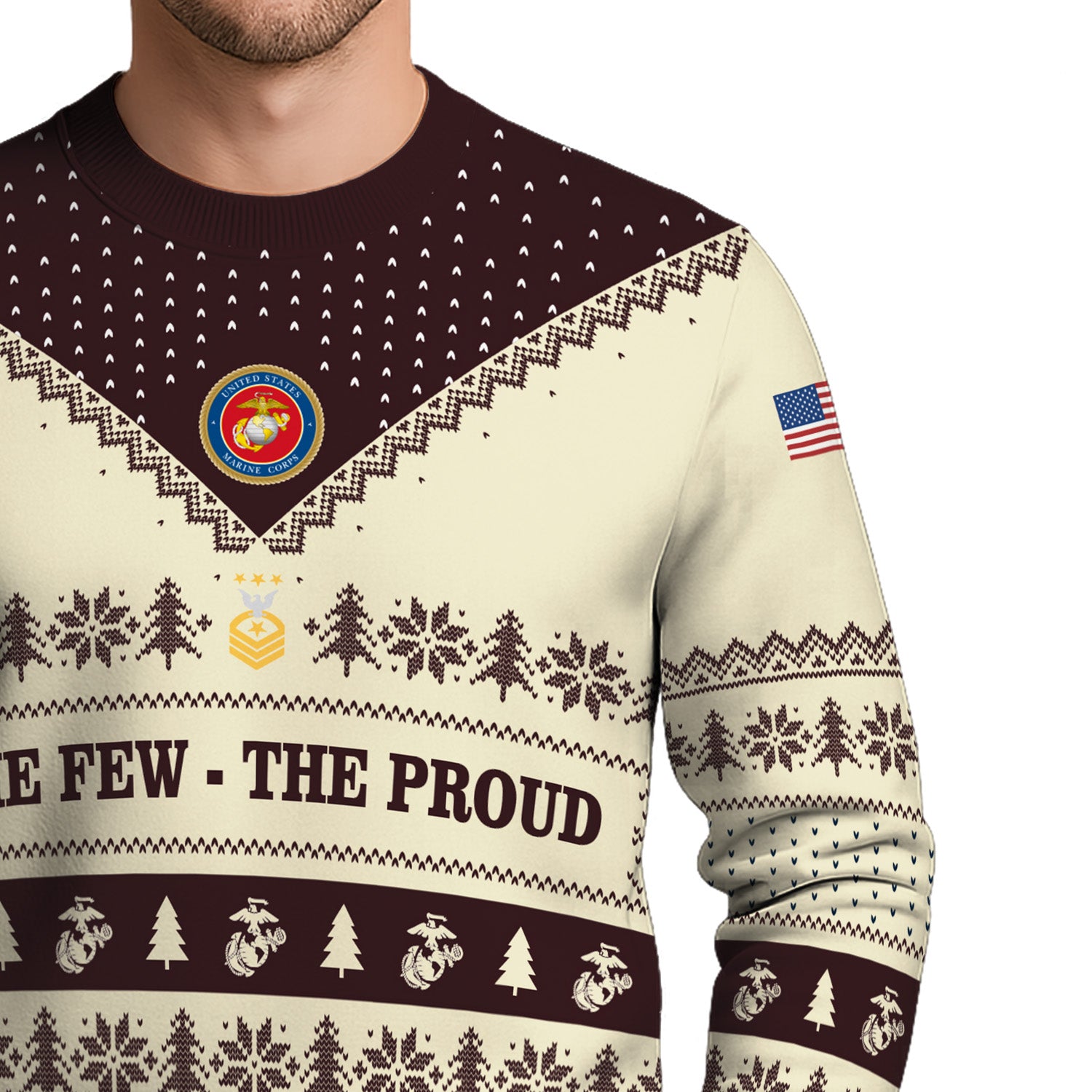Custom Ranks USMC Ugly Christmas Sweater for Women Men TUST05