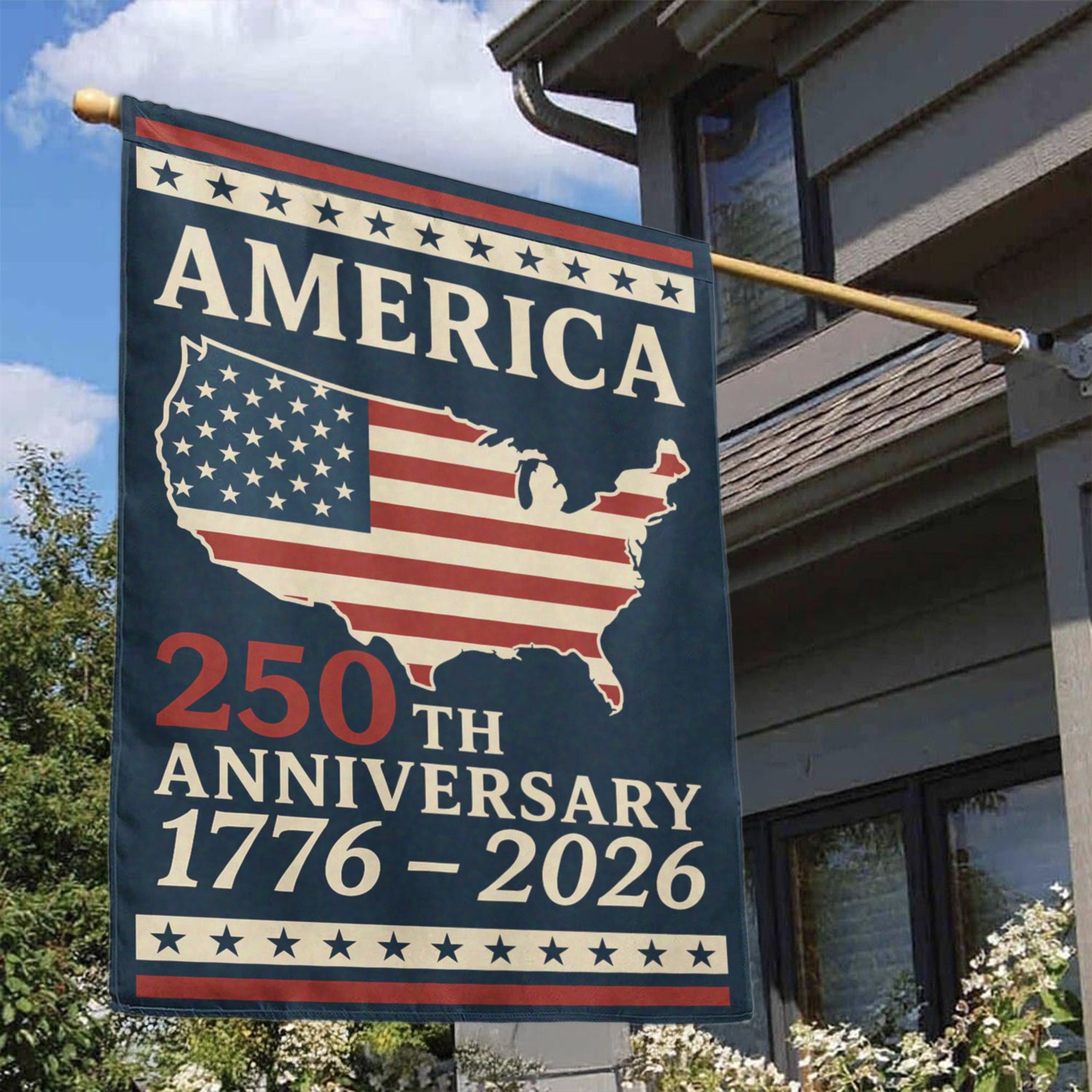 America 250th Anniversary 1776-2026 House Flag 28''x40'' Twin-Side Printing