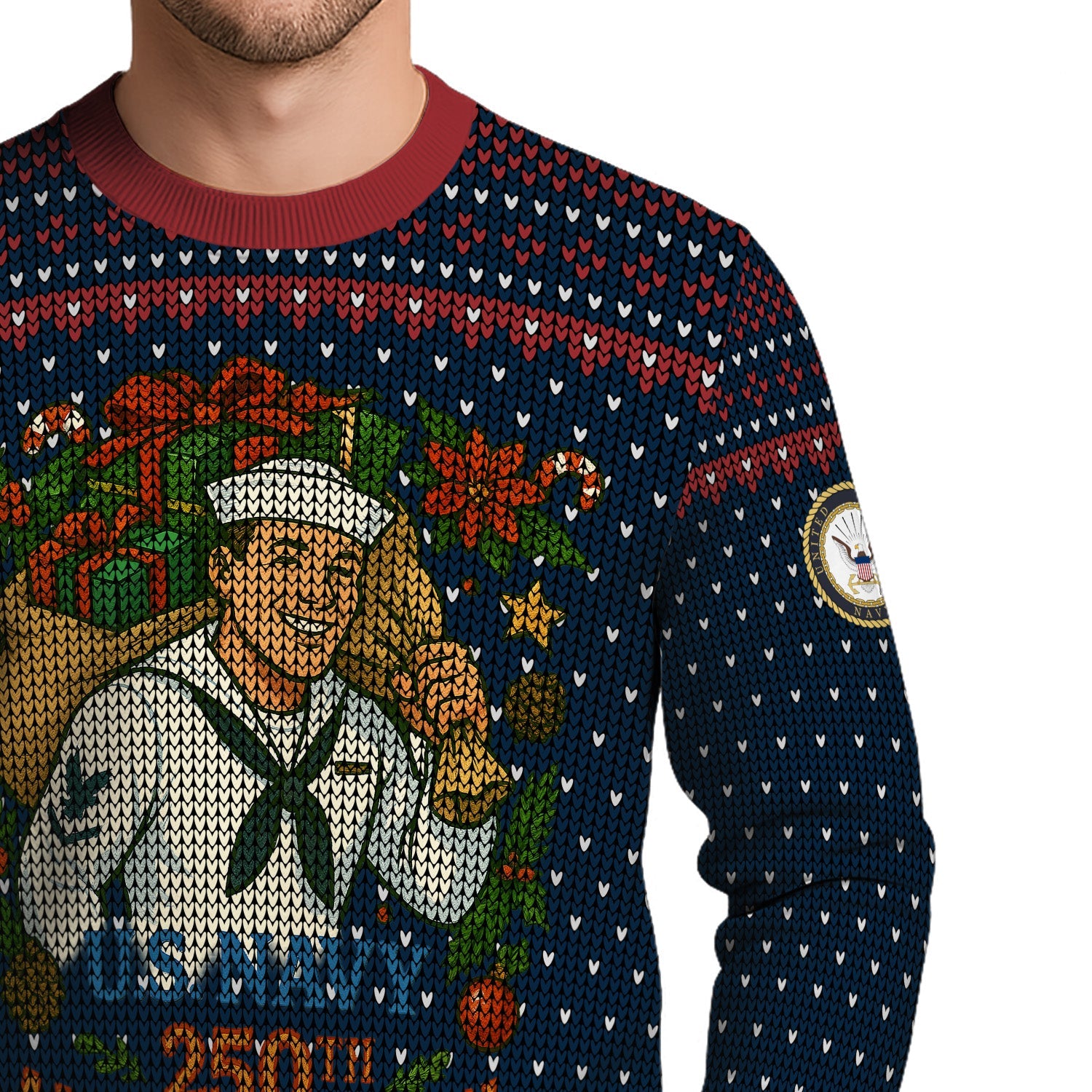 Personalized US Navy Christmas Ugly Sweater TUST13