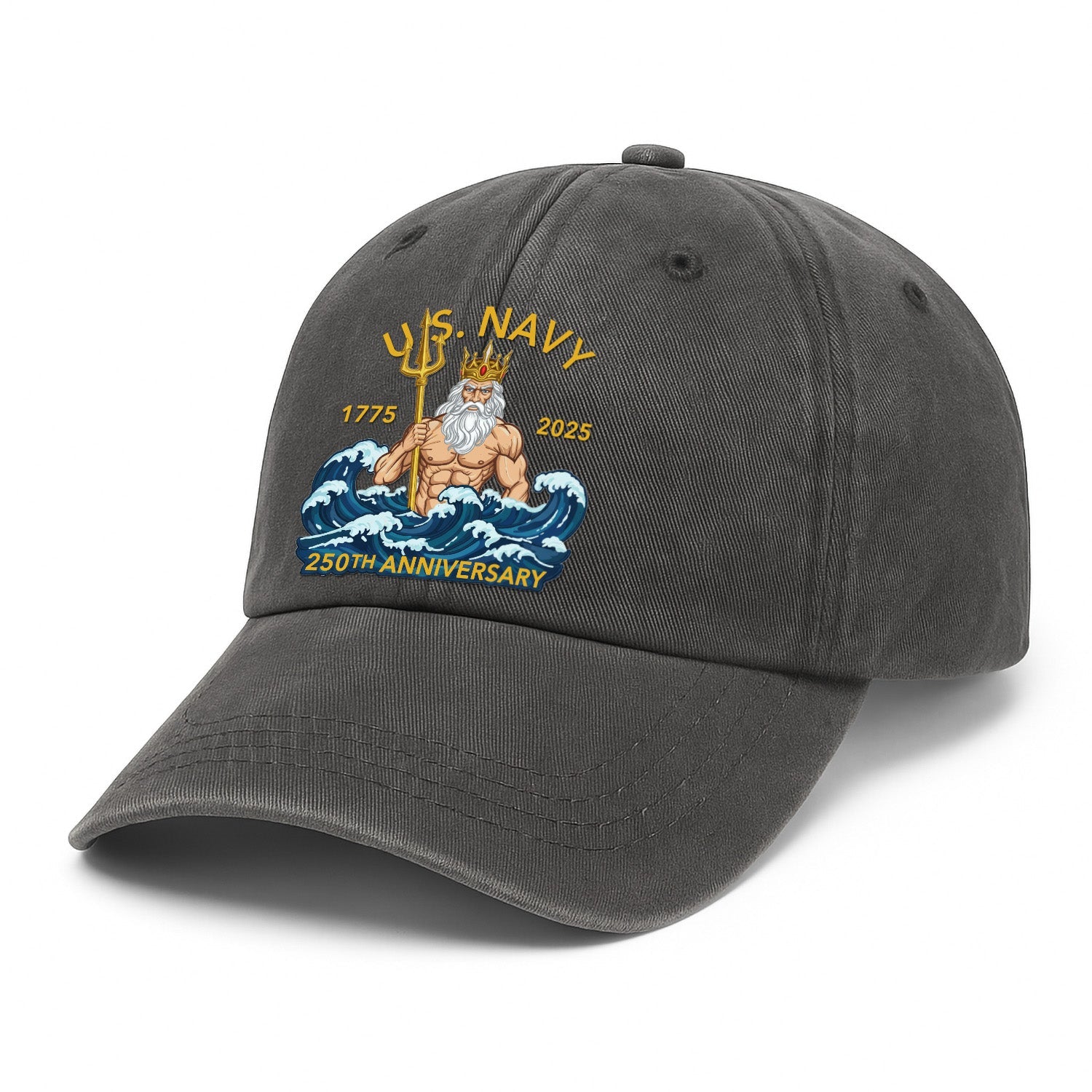 US Navy 250th Annivesary Poseidon Washed Denim Cap